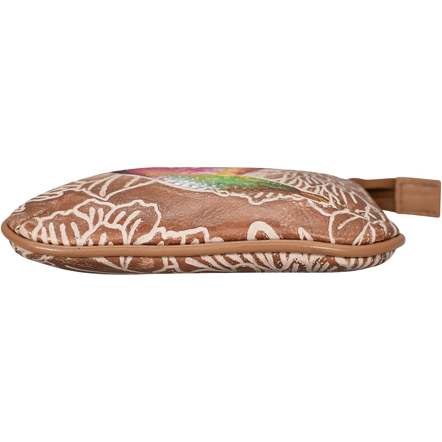 Womens Anuschka Anuschka Medium Zip Pouch Tooled Birds Tan Leather Tooled Birds Tan Leather