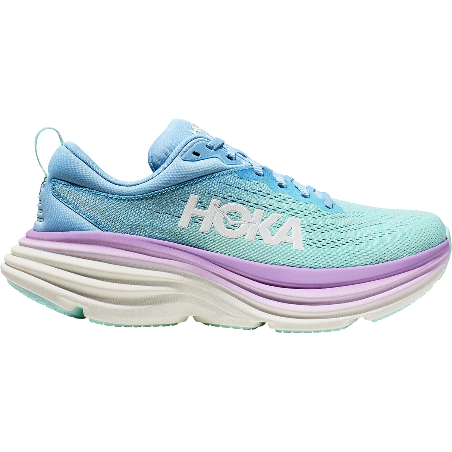 Womens Hoka one one Women's Hoka Bondi 8 Airy Blue/Sunlit Ocean Mesh Airy Blue/Sunlit Ocean Mesh