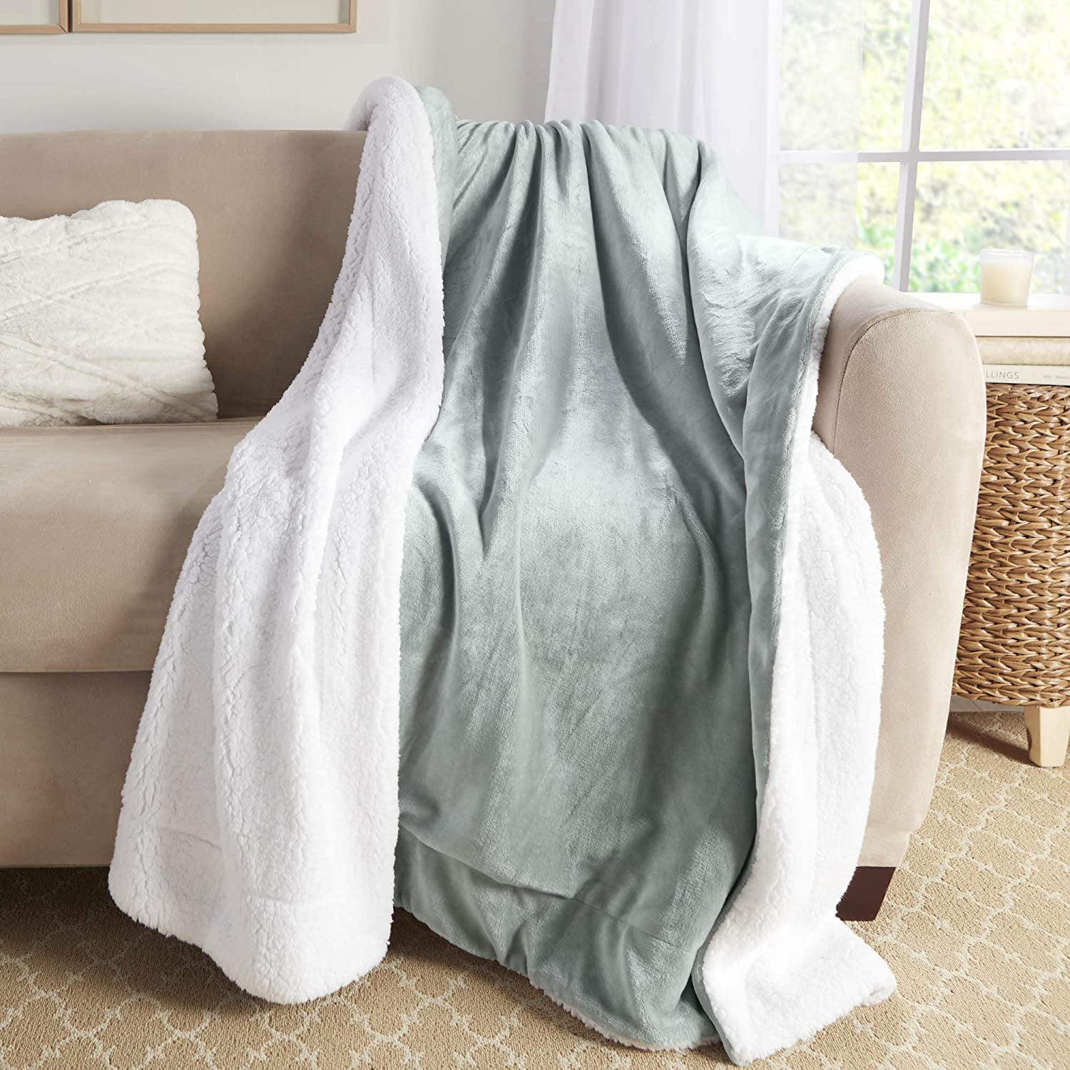 Unisex Genteele blankets Unisex Genteele Sherpa Throw Blanket Sage Sage