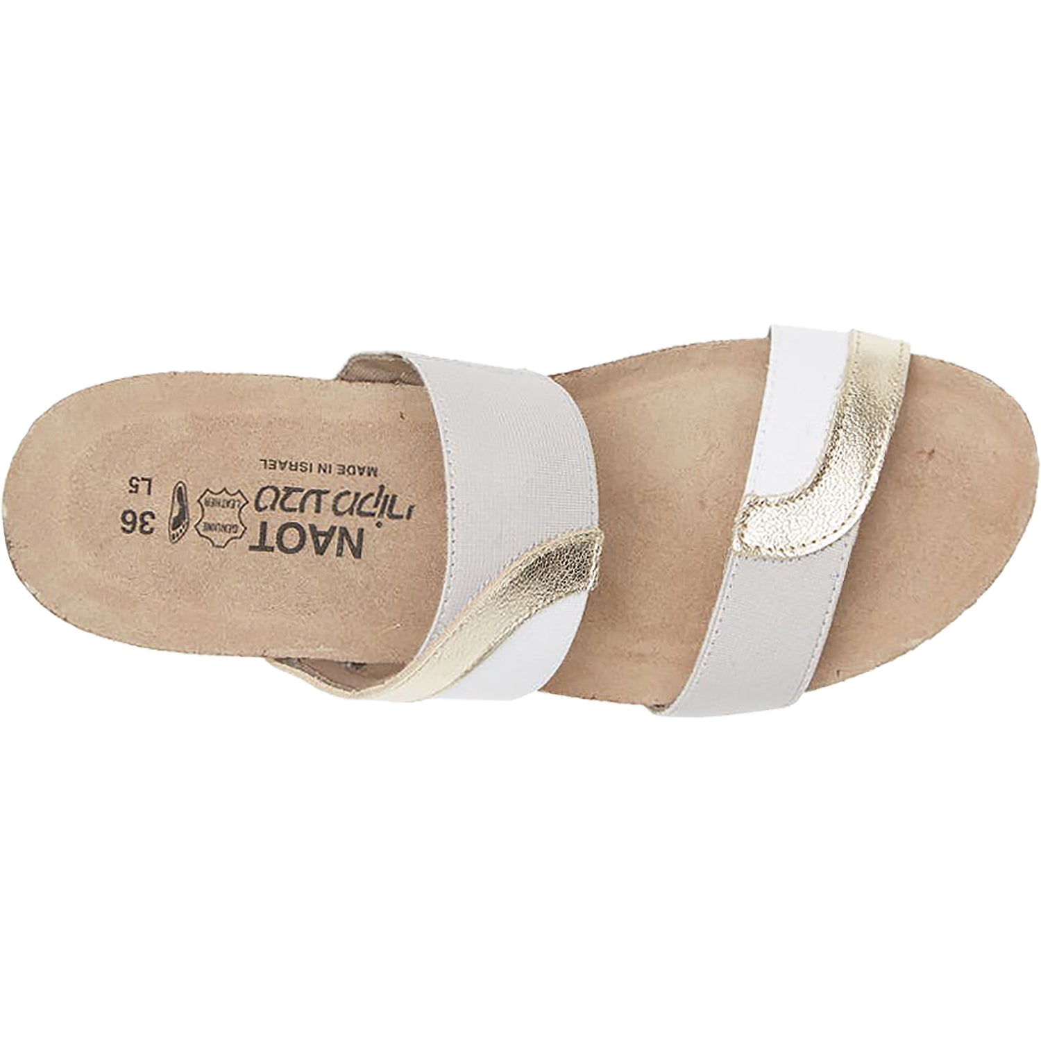 Womens Naot Women's Naot Frankie Radiant Gold/Ice Grey Leather/Elastic Radiant Gold/Ice Grey Leather/Elastic