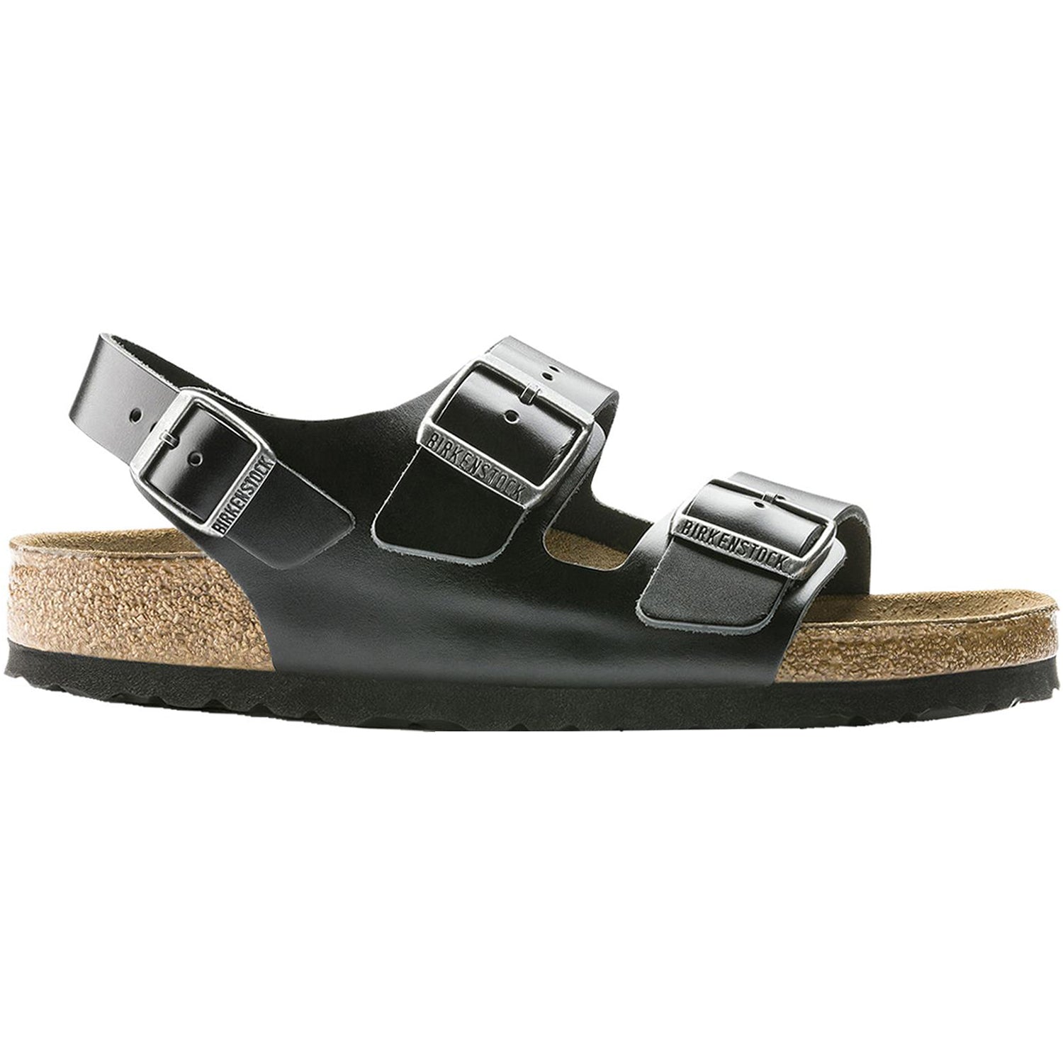 Unisex Birkenstock Unisex Birkenstock Milano Soft Footbed Black Amalfi Leather Black Amalfi Leather