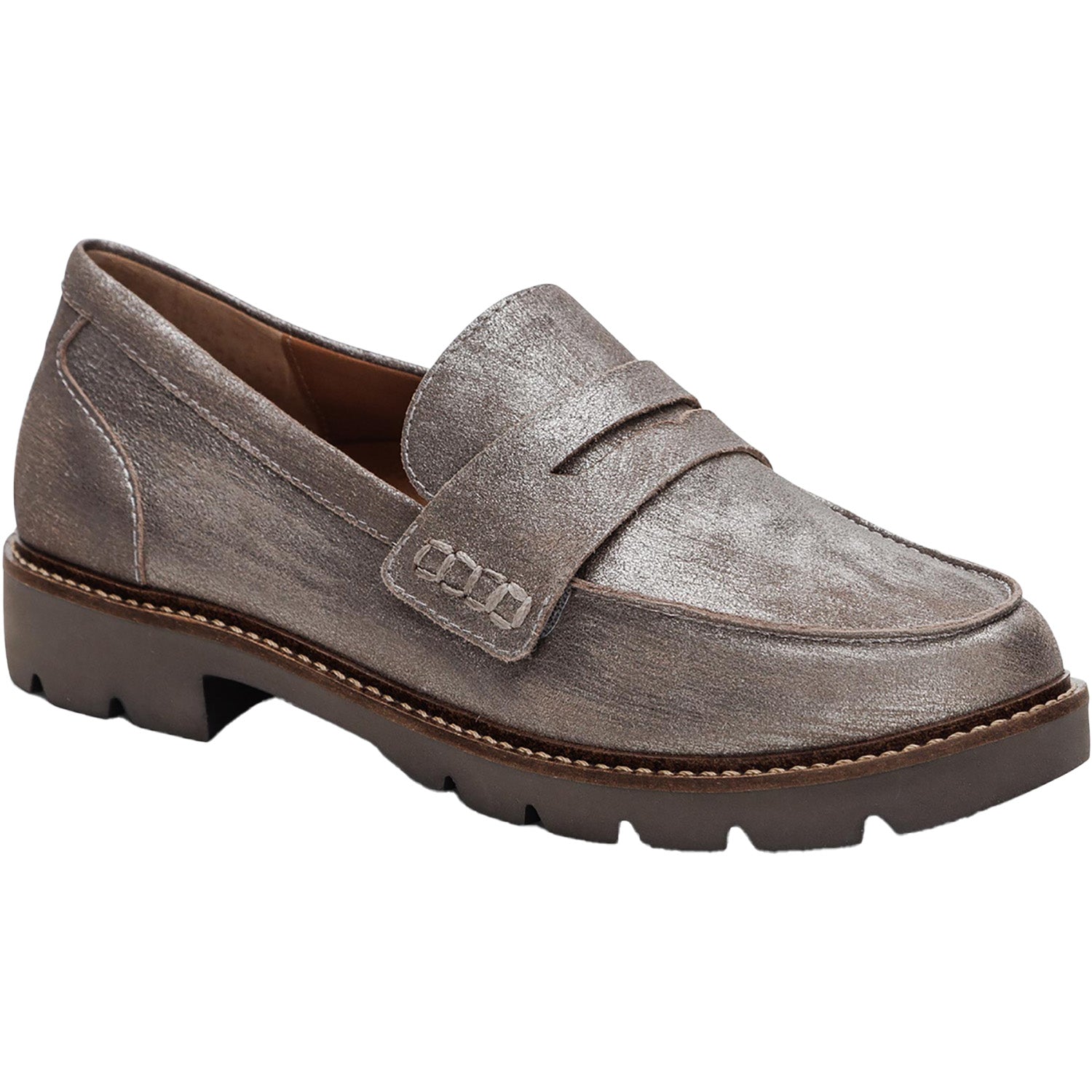 Womens Aetrex Women's Aetrex Collette Brushed Silver Leather Brushed Silver