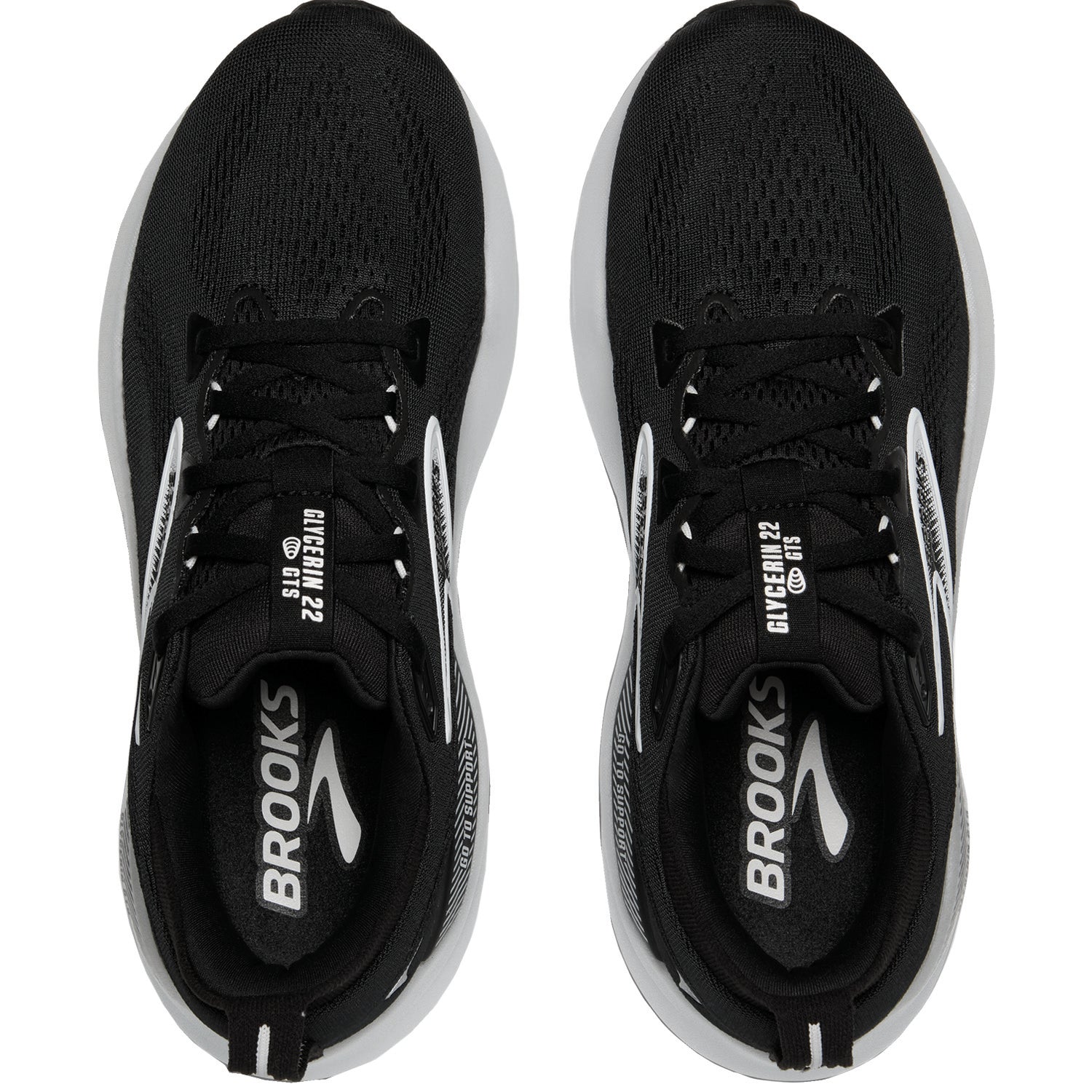 Mens Brooks Men's Brooks Glycerin GTS 22 Black/Grey/White Mesh Black/Grey/White Mesh
