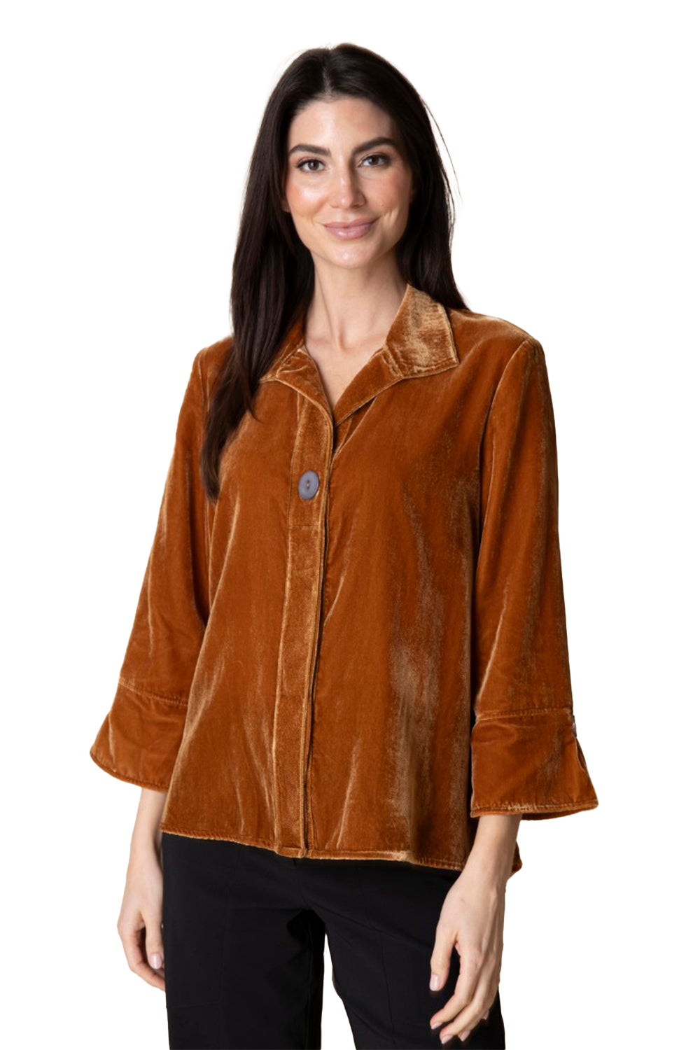 Womens Habitat Women's Habitat Velvet Hidden Placket Swing Shirt Ginger Ginger