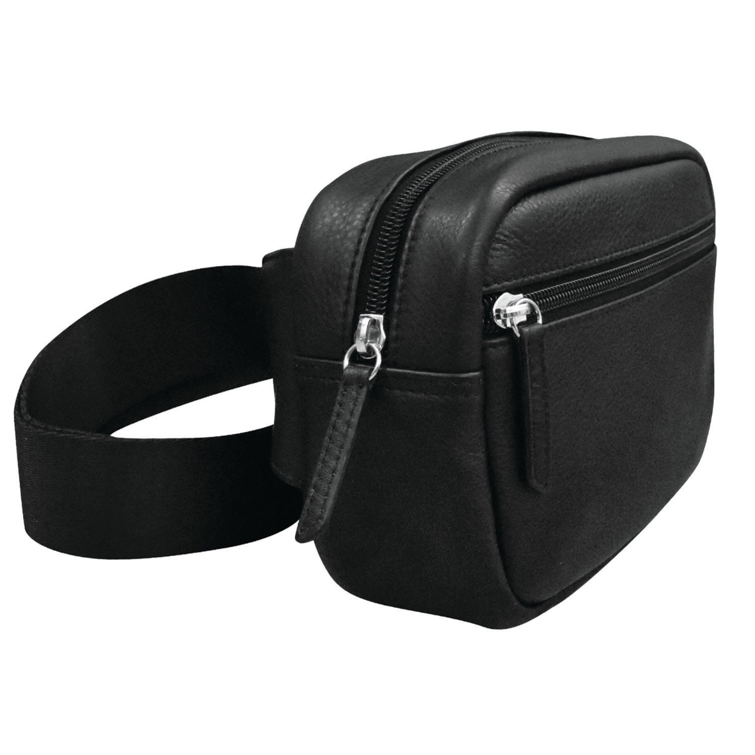 Womens Ili new york ili New York Zip Belt Bag Black Leather Black
