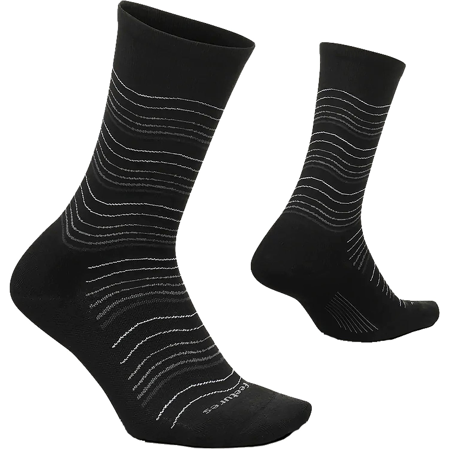 Womens Feetures Women's Feetures Everyday Cushion Crew Socks Waves Black Waves Black