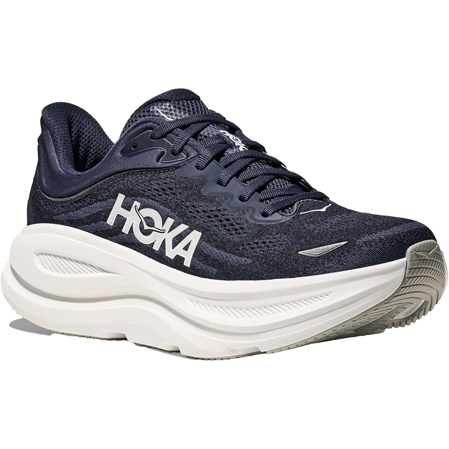 Mens Hoka one one Men's Hoka Bondi 9 Men Varsity Navy/White Mesh Varsity Navy / White