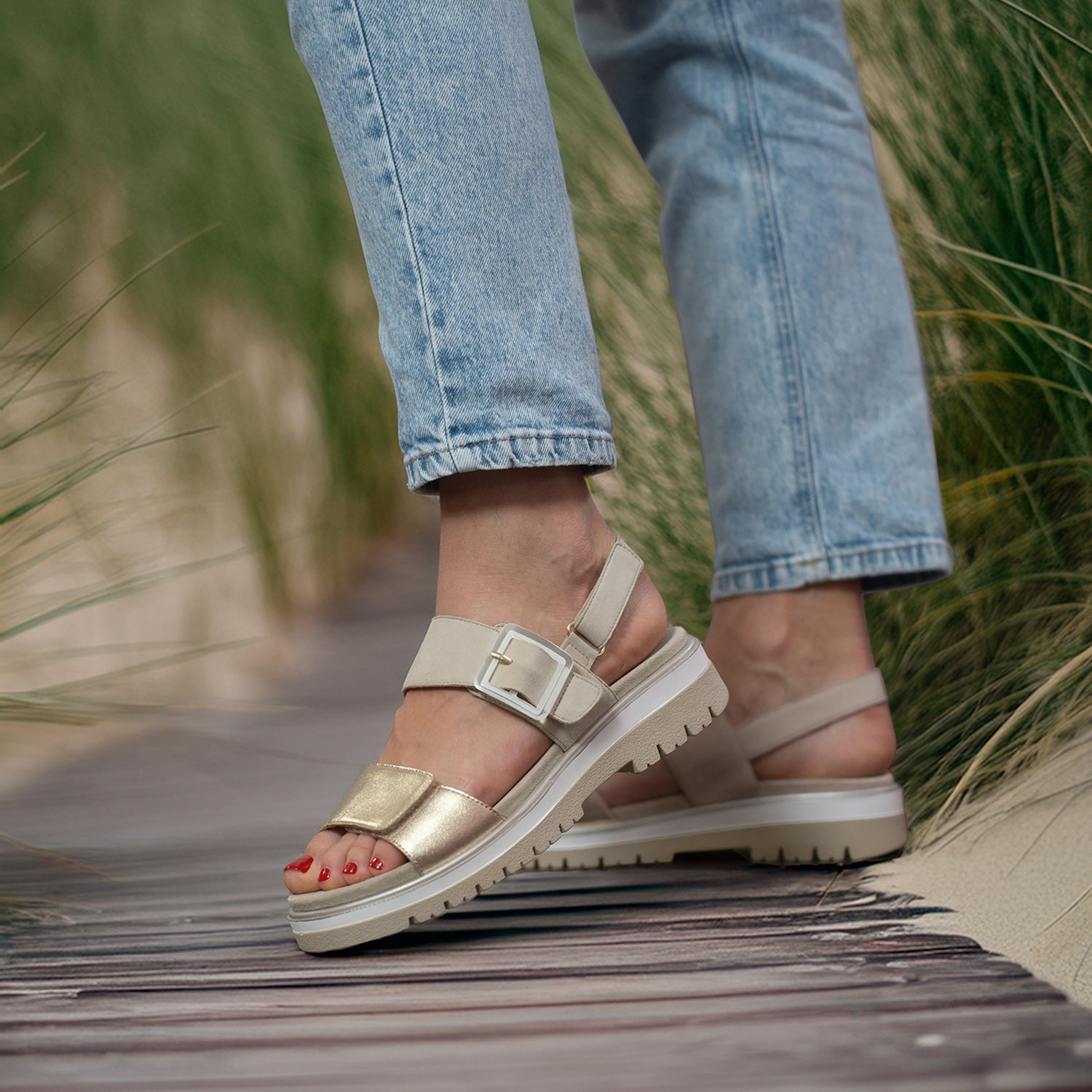 Womens Ara shoes Women's Ara Marbella Sand Metallic Leather Sand Metallic Leather
