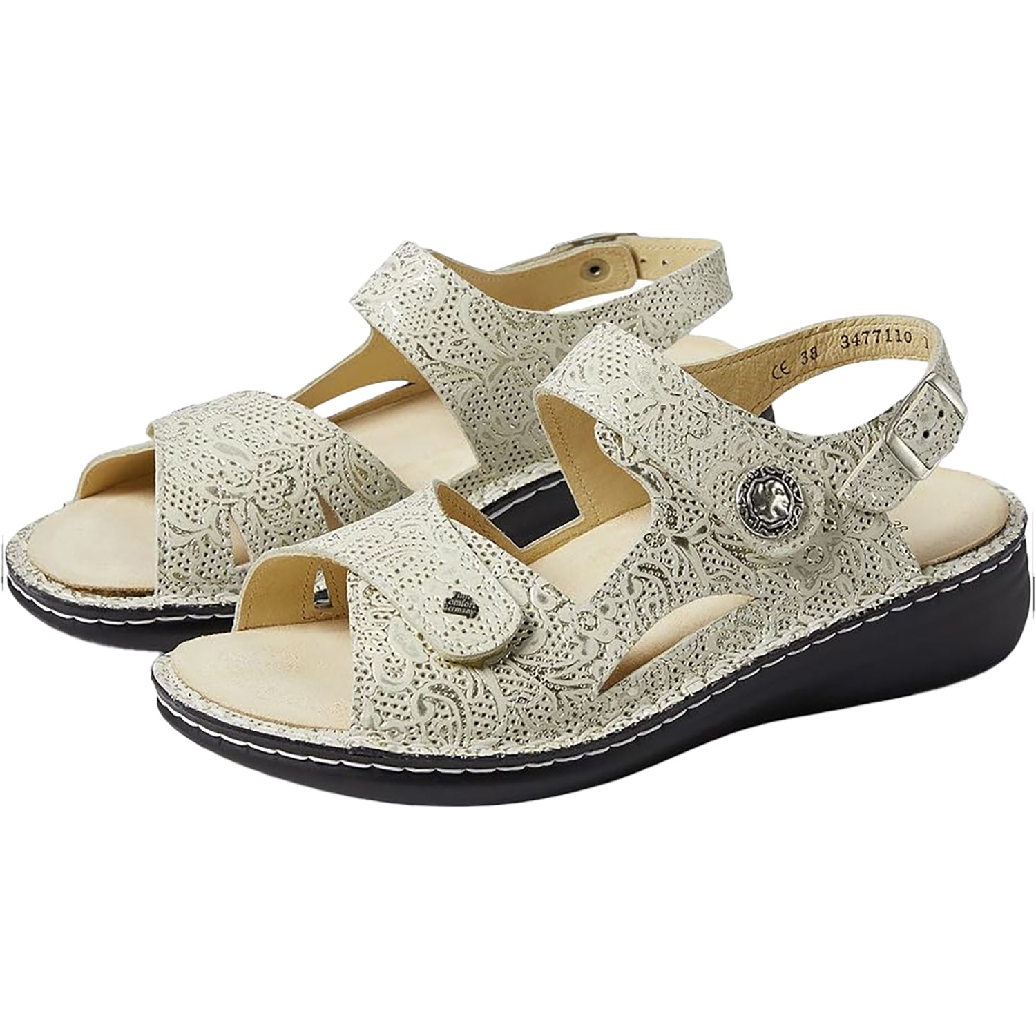 Womens Finn comfort Women's Finn Comfort Barbuda Finn Mellow Champagne Garden Leather Champagne Garden Leather