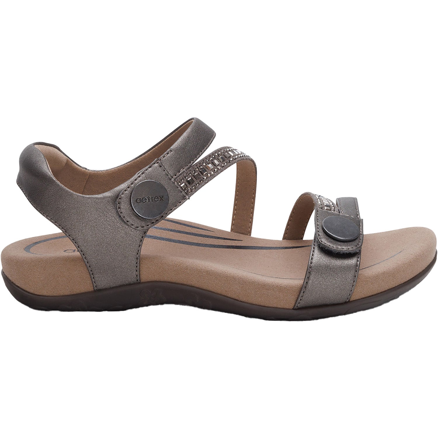 Womens Aetrex Women's Aetrex Jess Jeweled Pewter Sparkle Jeweled Pewter Sparkle