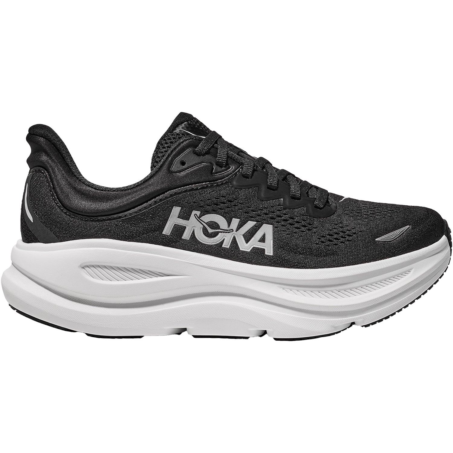 Womens Hoka one one Women's Hoka Bondi 9 Black/White Mesh Black/White Mesh