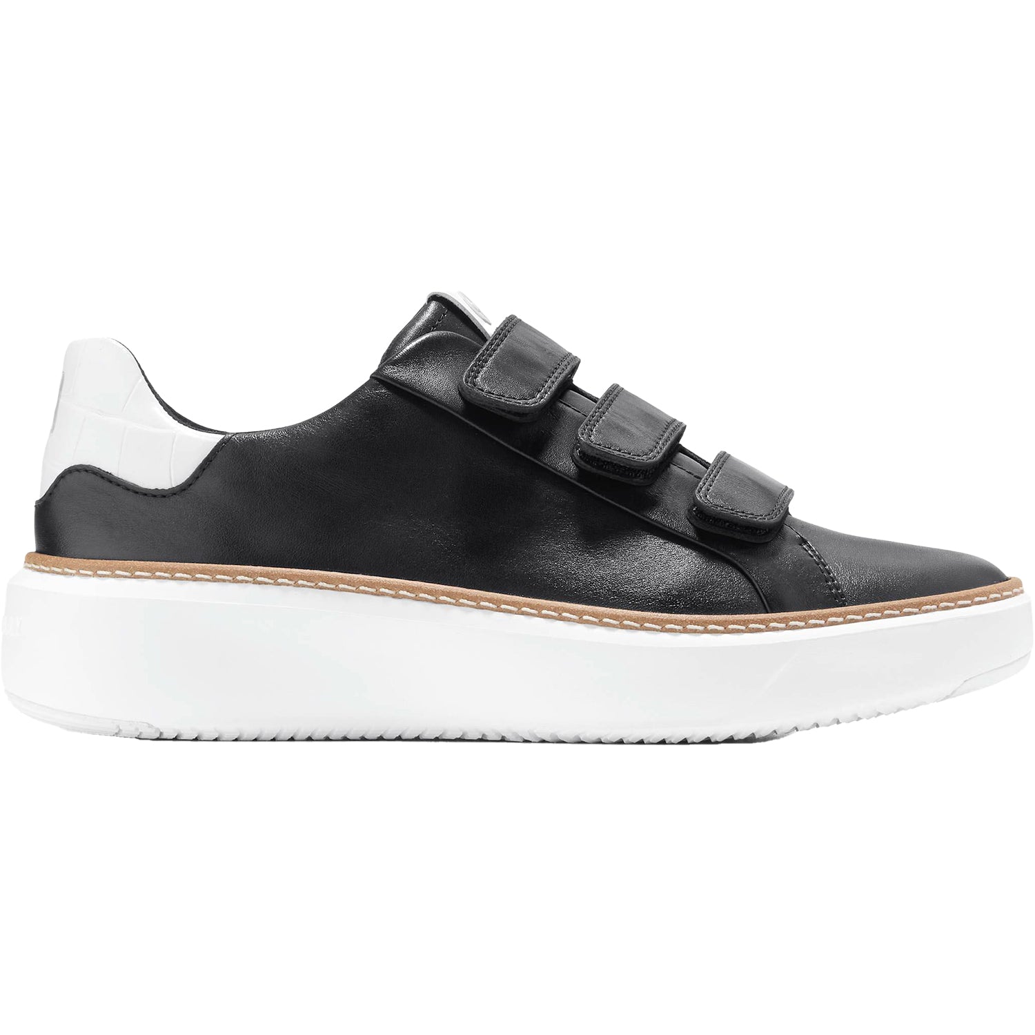Womens Cole haan Women's Cole Haan GrandPro Topspin Triple-Strap Black/Optic White Leather Black/Optic White Leather