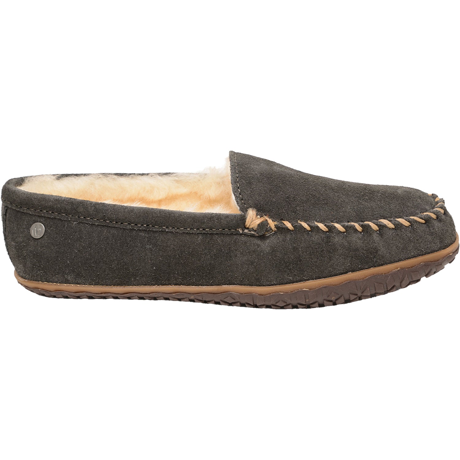 Mens Minnetonka Men's Minnetonka Sheepskin Tobie Charcoal W/R Suede Charcoal W/R Suede