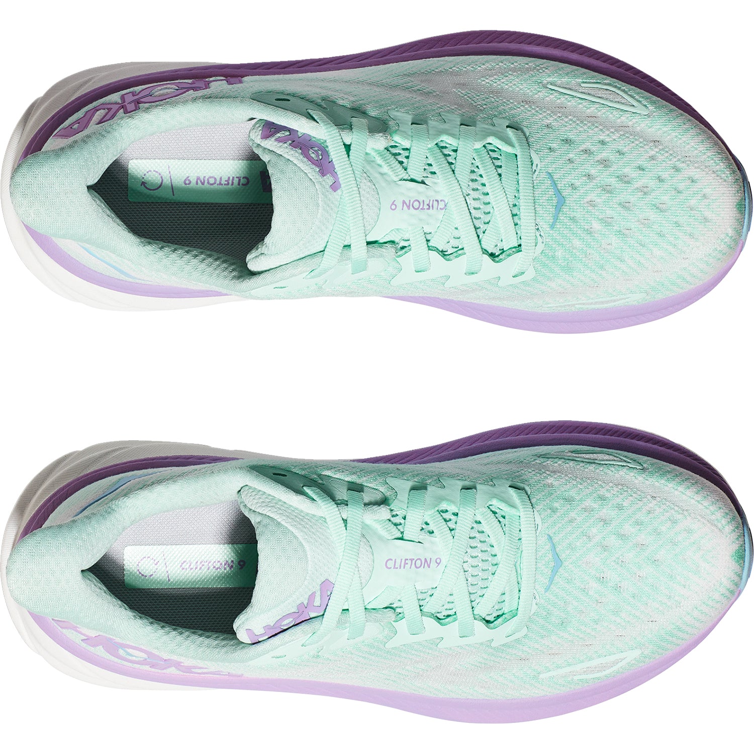 Womens Hoka one one Women's Hoka Clifton 9 Sunlit Ocean/Lilac Mist Mesh Sunlit Ocean/Lilac Mist Mesh