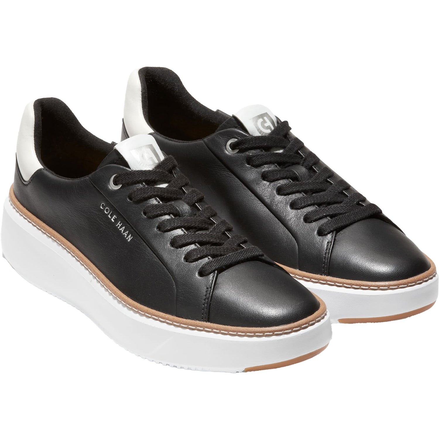 Womens Cole haan Women's Cole Haan GrandPro Topspin Sneaker Black/Optic White Leather Black/Optic White Leather