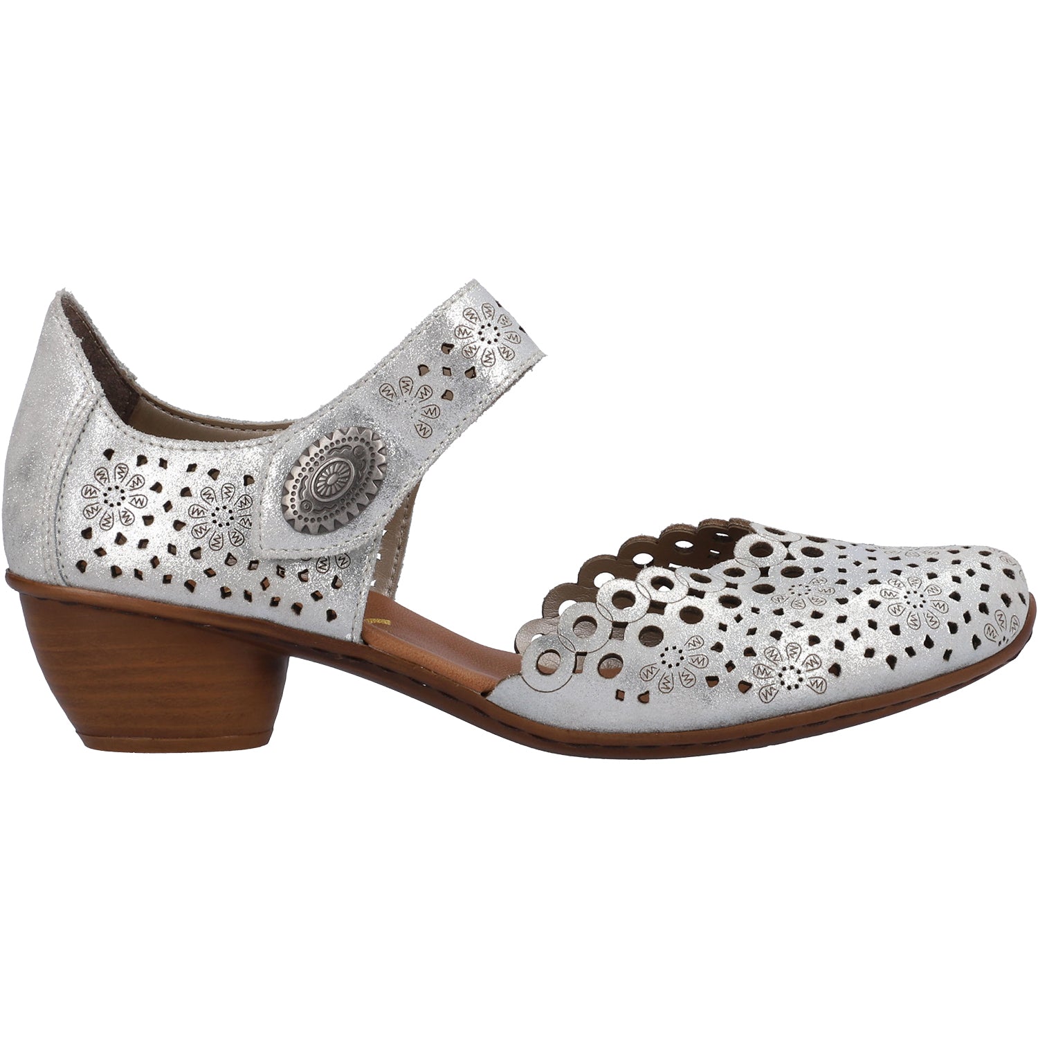 Womens Rieker Women's Rieker 43753-90 Mirjam 53 Silver Leather Silver Leather
