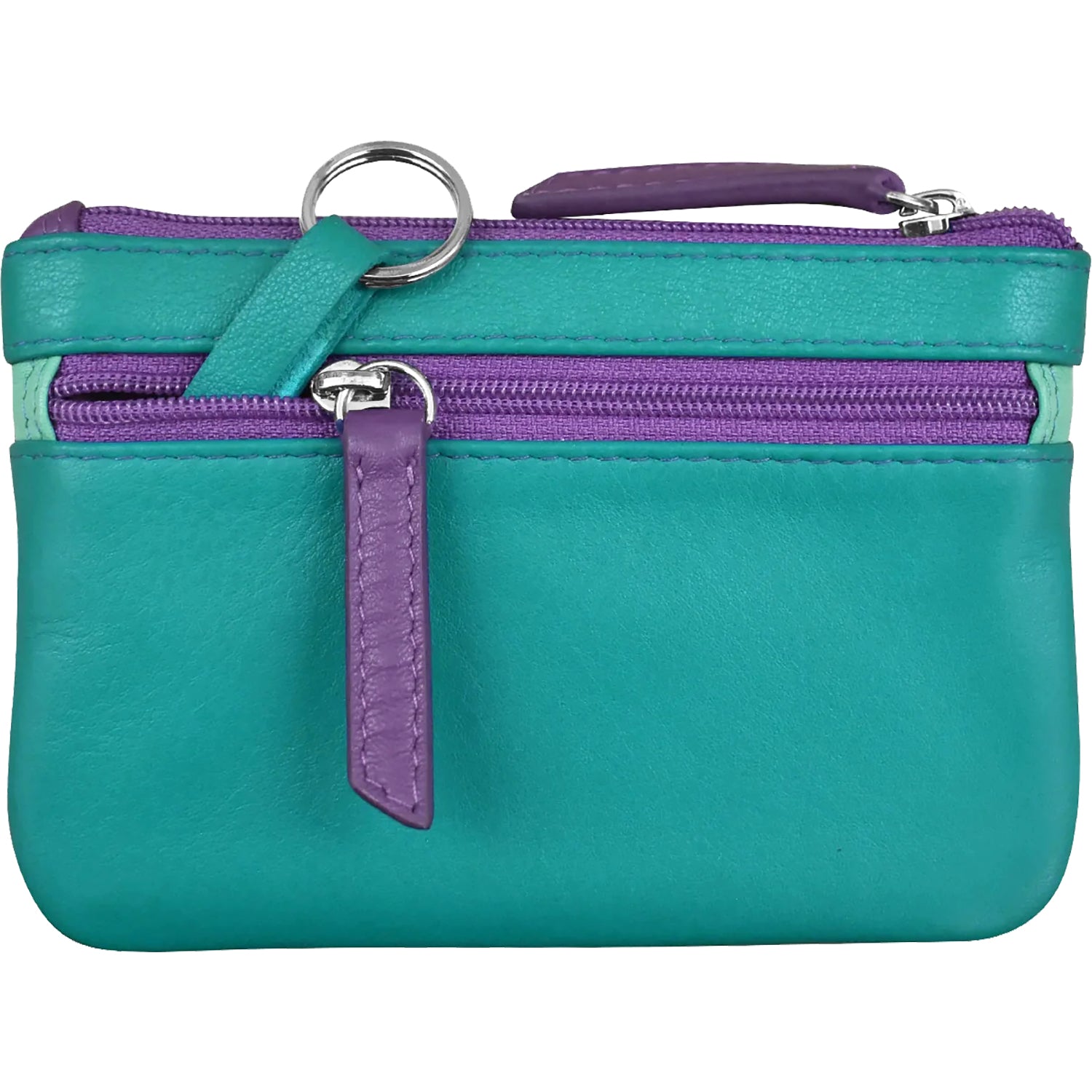 Womens Ili new york ili New York Coin Holder with Key Ring Cool Tropics Leather Cool Tropics Leather