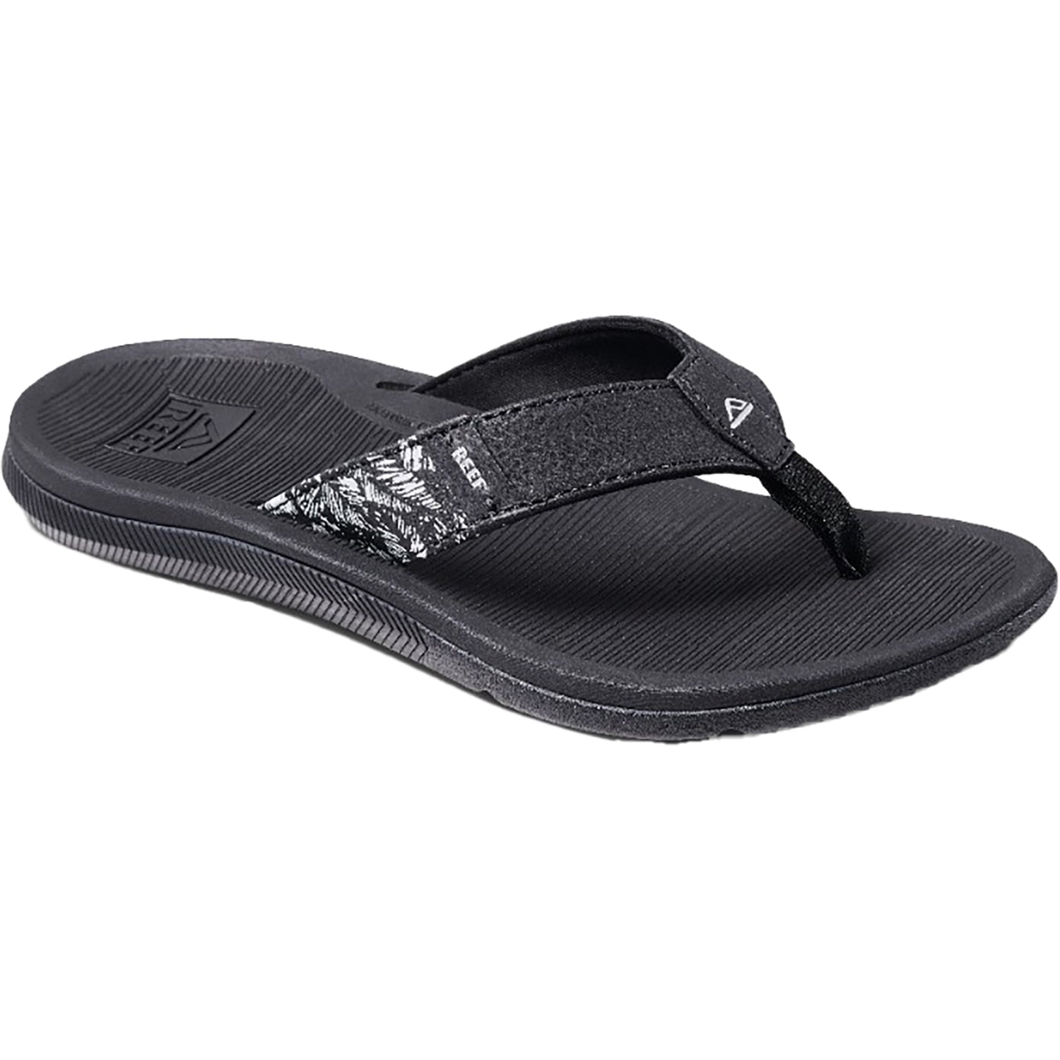 Womens Reef Women's Reef Santa Ana Black/White Synthetic Black/White Synthetic