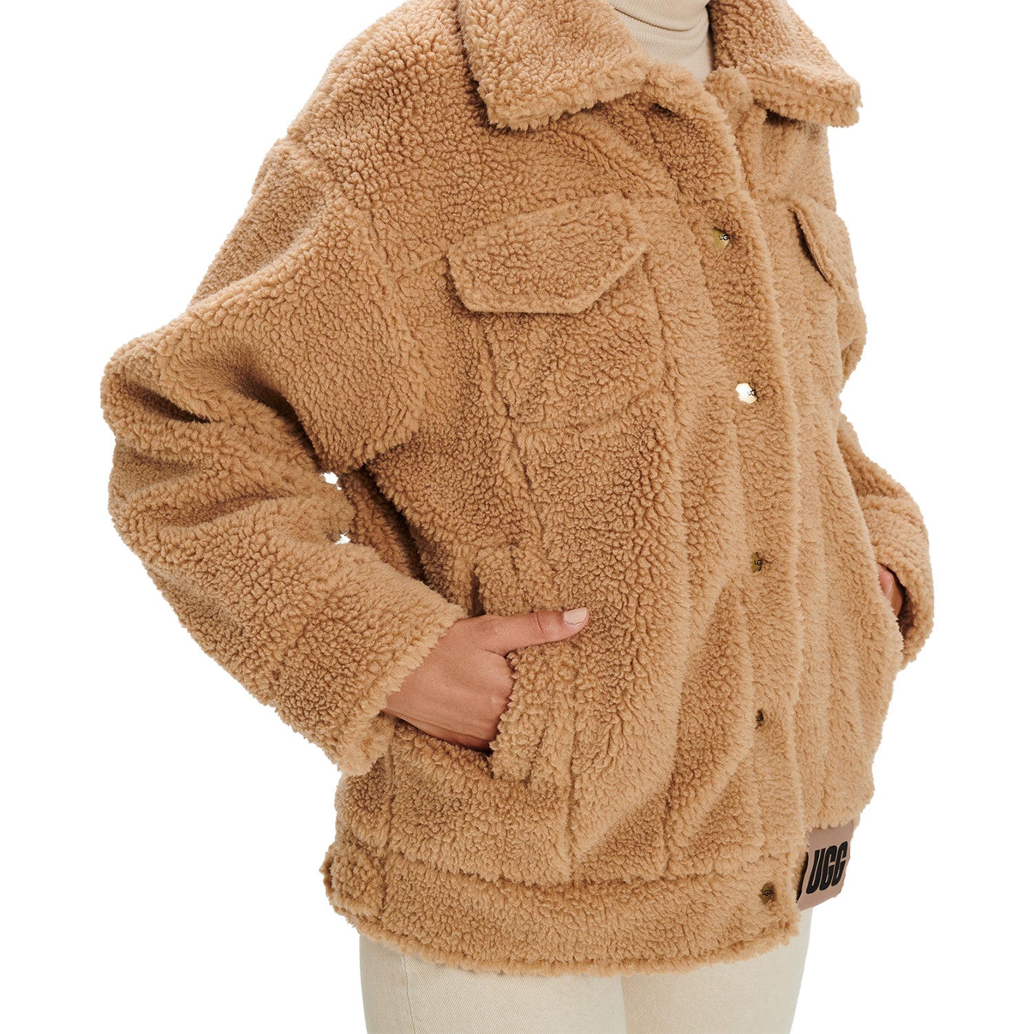 Womens Ugg Women's UGG Frankie Sherpa Trucker Jacket Camel Synthetic Camel Synthetic