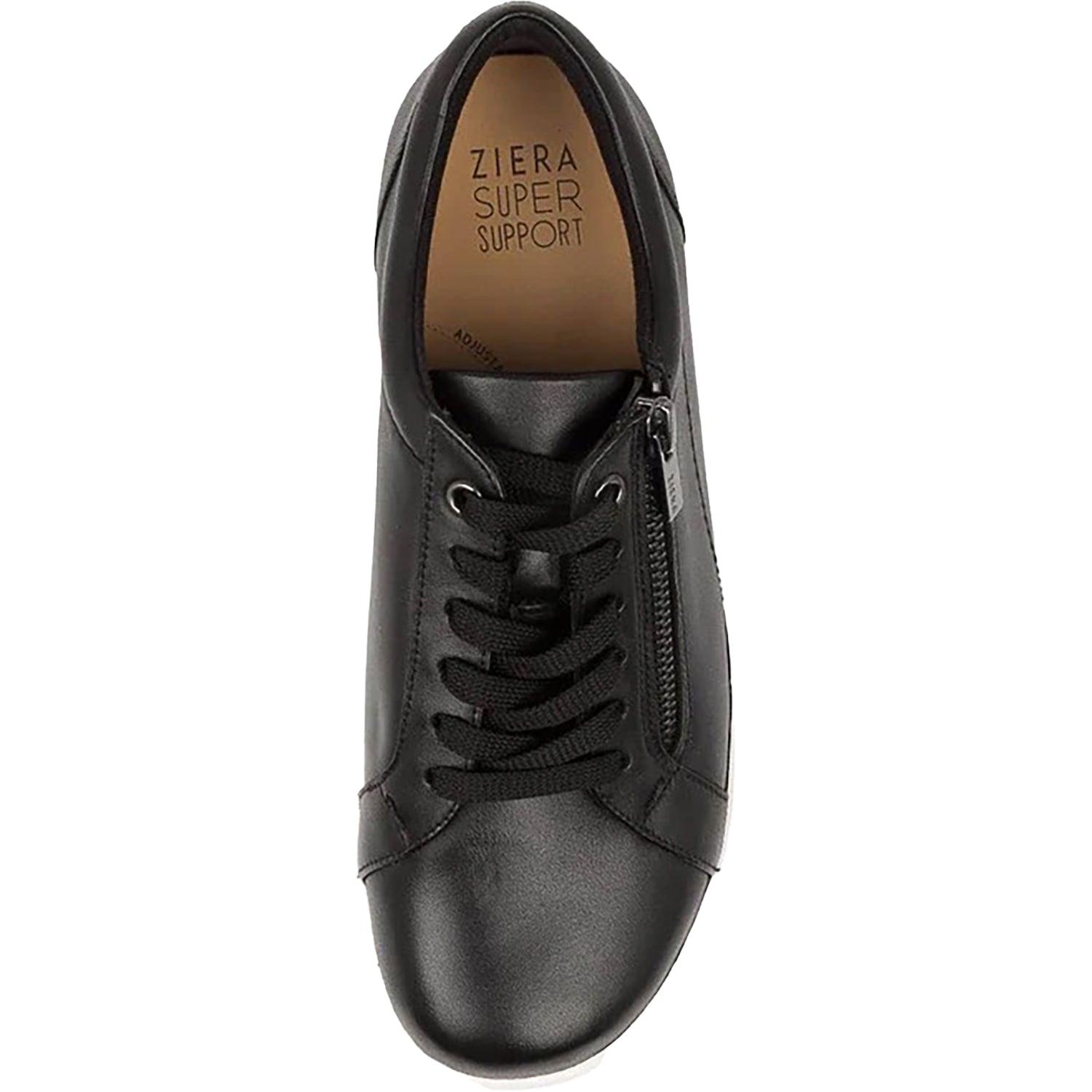 Womens Ziera Women's Ziera Solar Black with White Sole Leather Black With White Sole Leather