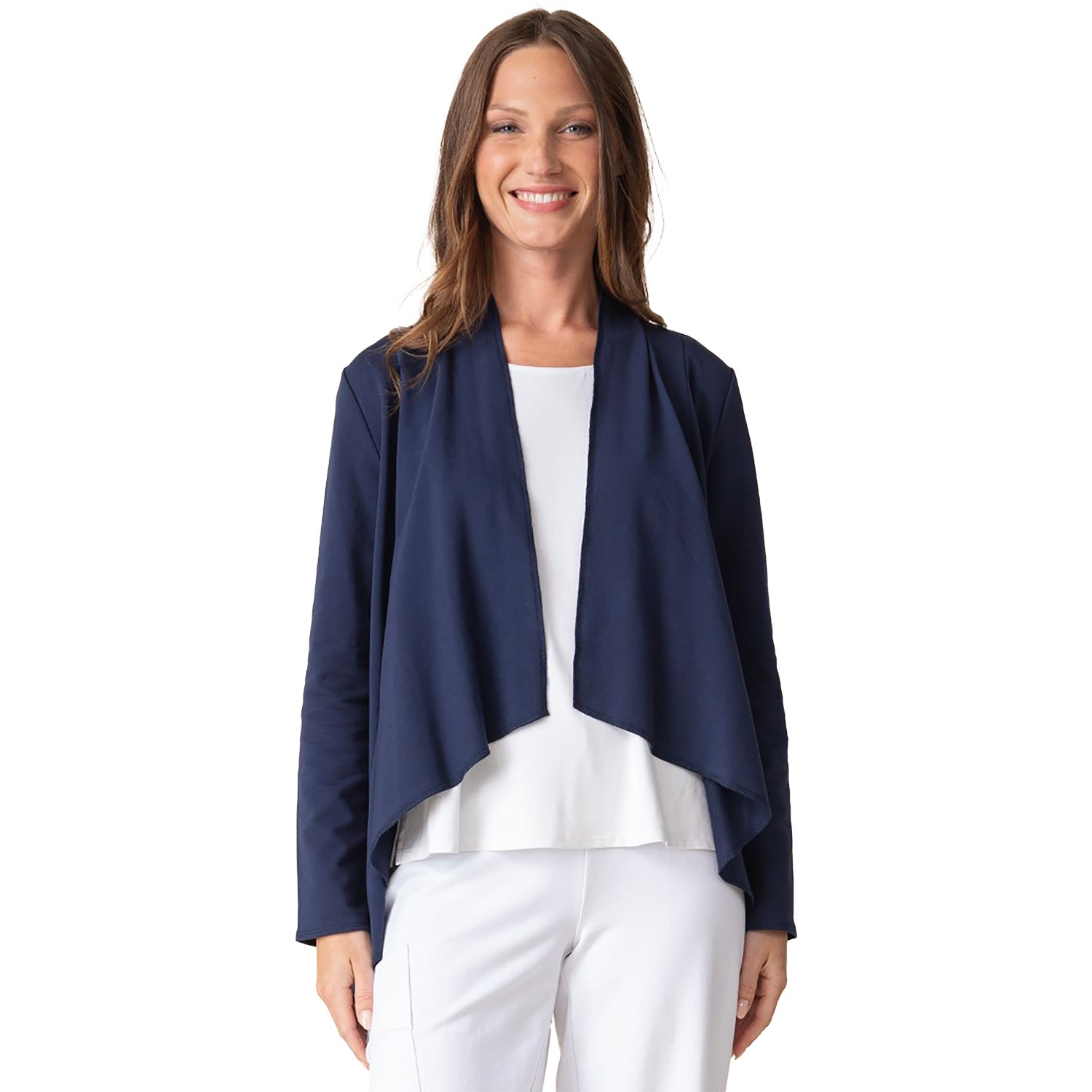 Womens Habitat Women's Habitat French Terry Drape Front Jacket Navy Navy