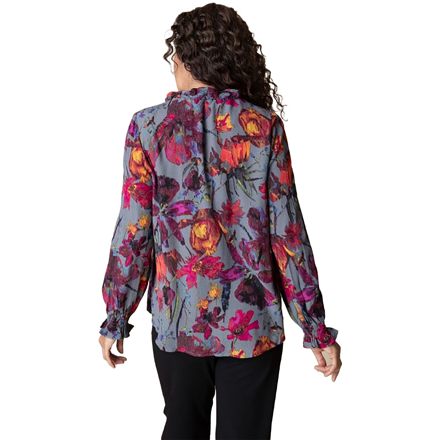 Womens Habitat Women's Habitat Flounce Collar Pullover Iron Botanical Bliss Iron Botanical Bliss