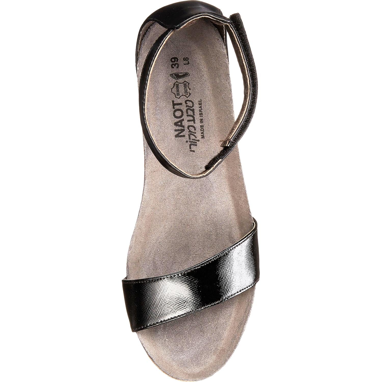 Womens Naot Women's Naot Pixie Black Luster/Black Raven Leather Black Luster/Black Raven Leather