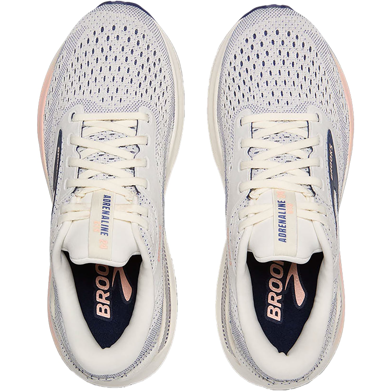 Womens Brooks Women's Brooks Adrenaline GTS 24 Grey/Blue Ribbon/Peach Mesh Grey/Blue Ribbon/Peach Mesh