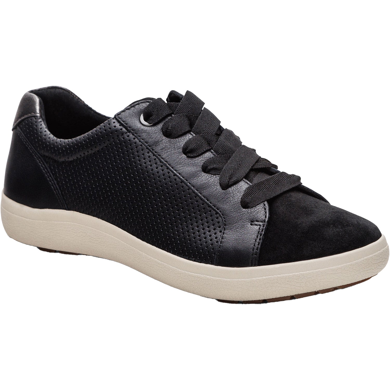 Womens Aetrex Women's Aetrex Courtney Black Perf Leather/Suede Black Perf Leather/Suede