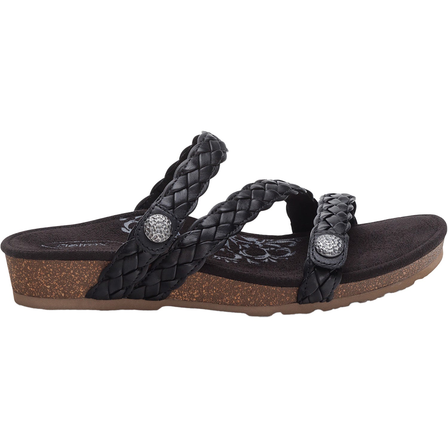 Womens Aetrex Women's Aetrex Josie Black Braided Leather Black