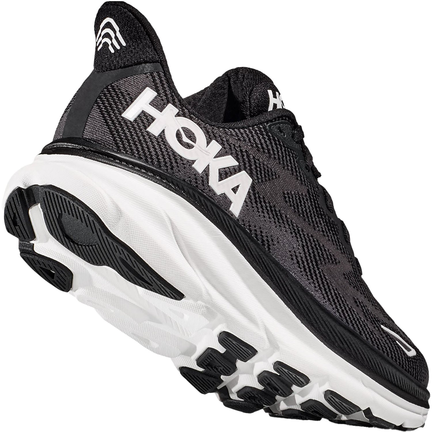 Womens Hoka one one Women's Hoka Clifton 9 Black/White Mesh Black/White Mesh