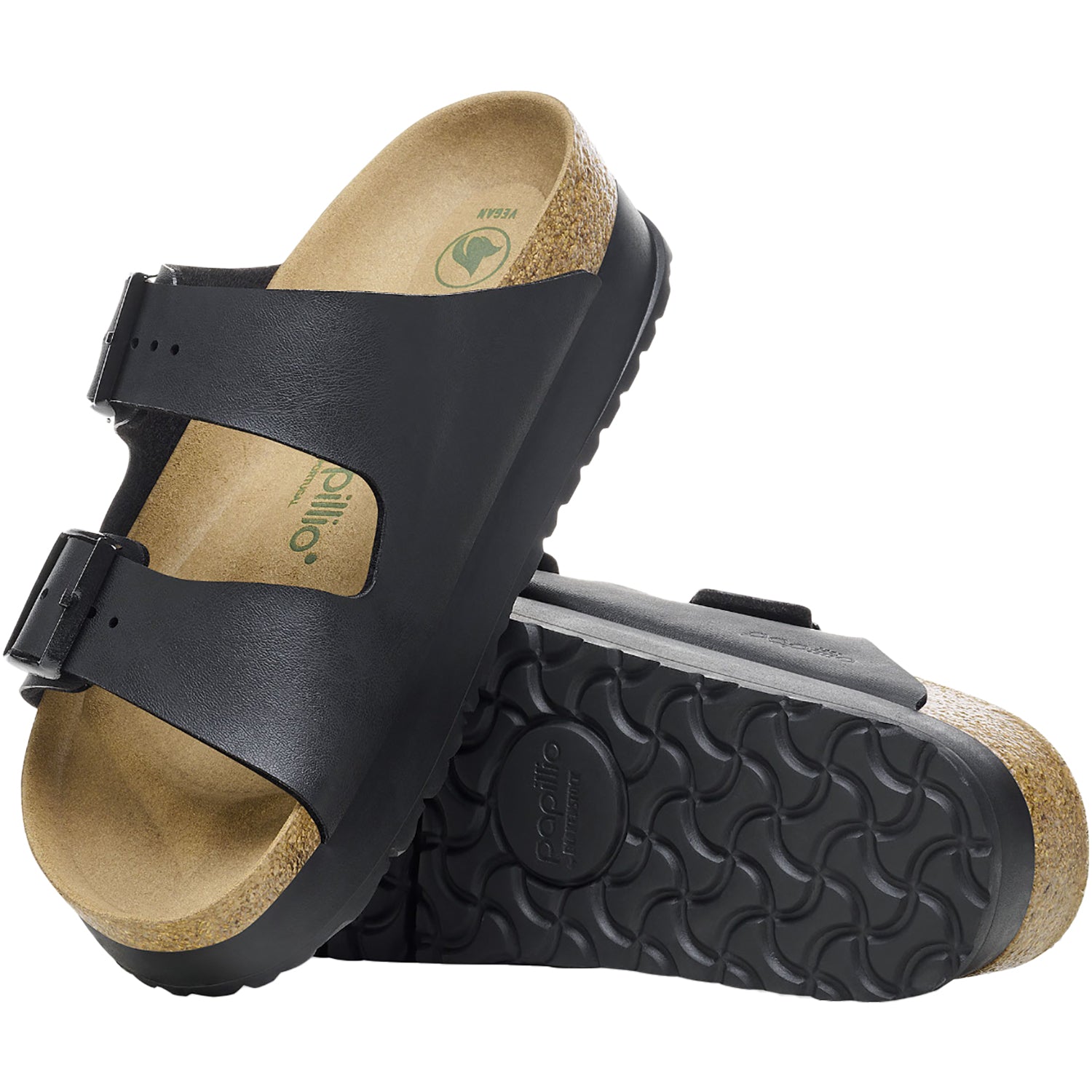 Womens Birkenstock Women's Birkenstock Papillio Arizona Platform Vegan Black Birko-Flor Black Birko-Flor