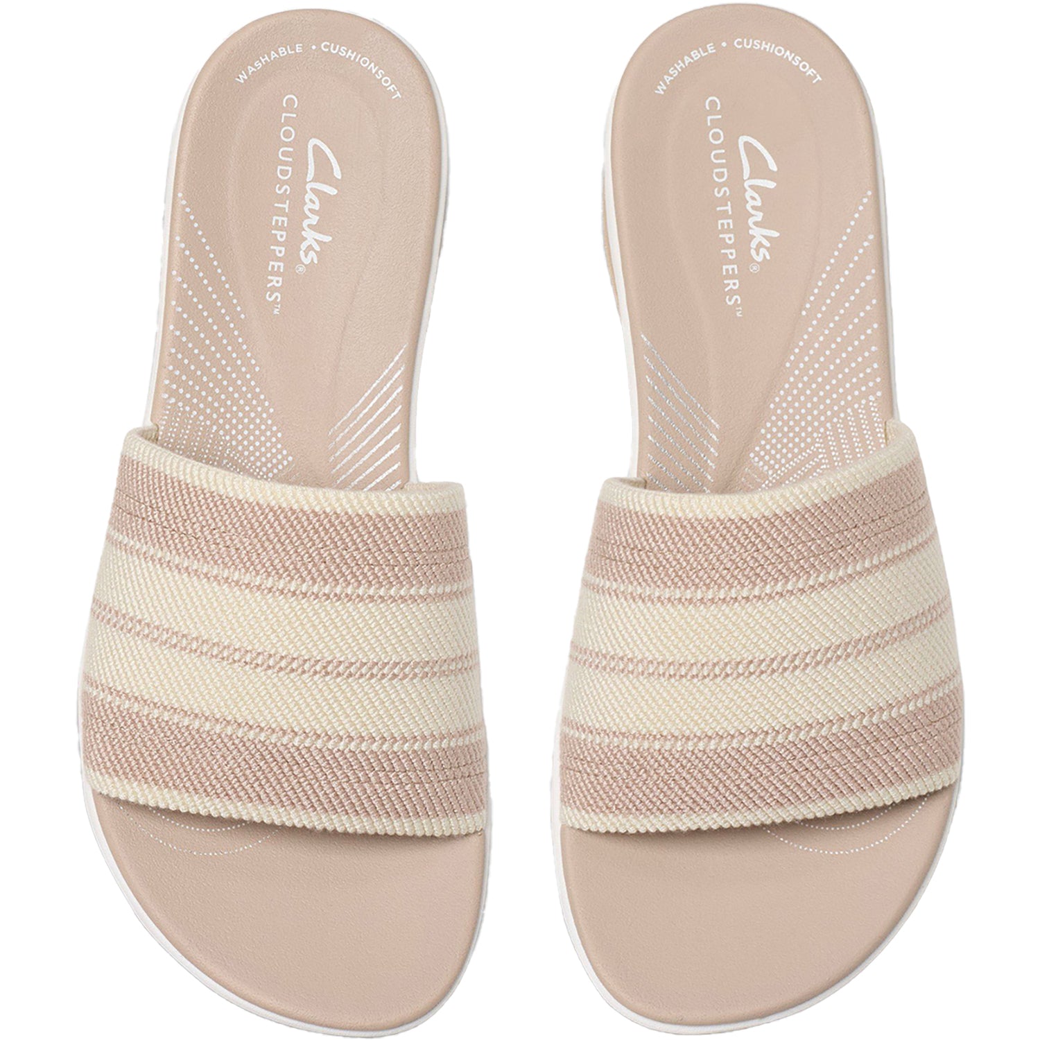 Womens Clarks Women's Clarks Cloudsteppers Arla Hollis Sand Combi Knit Synthetic Sand Combi Knit Synthetic