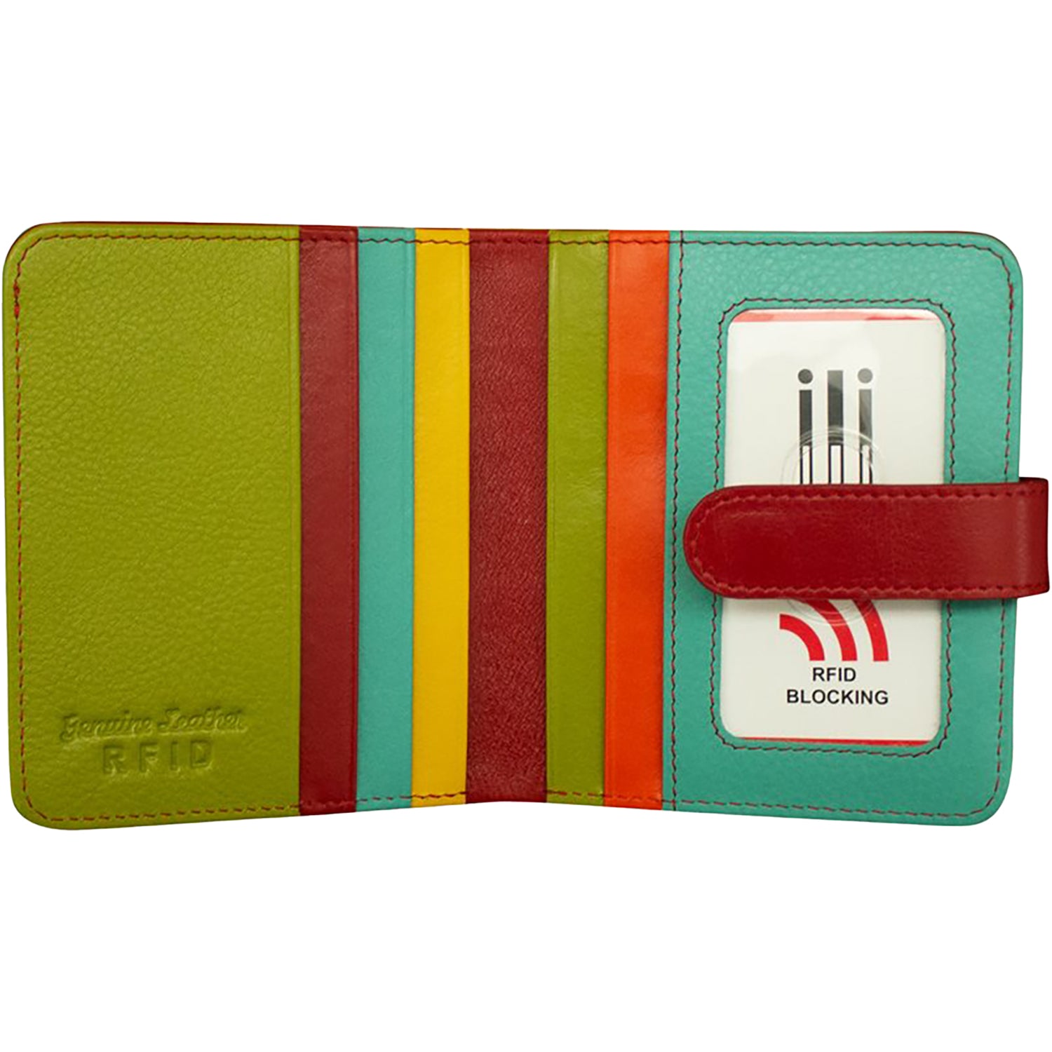 Womens Ili new york ili New York Bi-Fold Credit Card Wallet Citrus Multi Leather Citrus Multi Leather