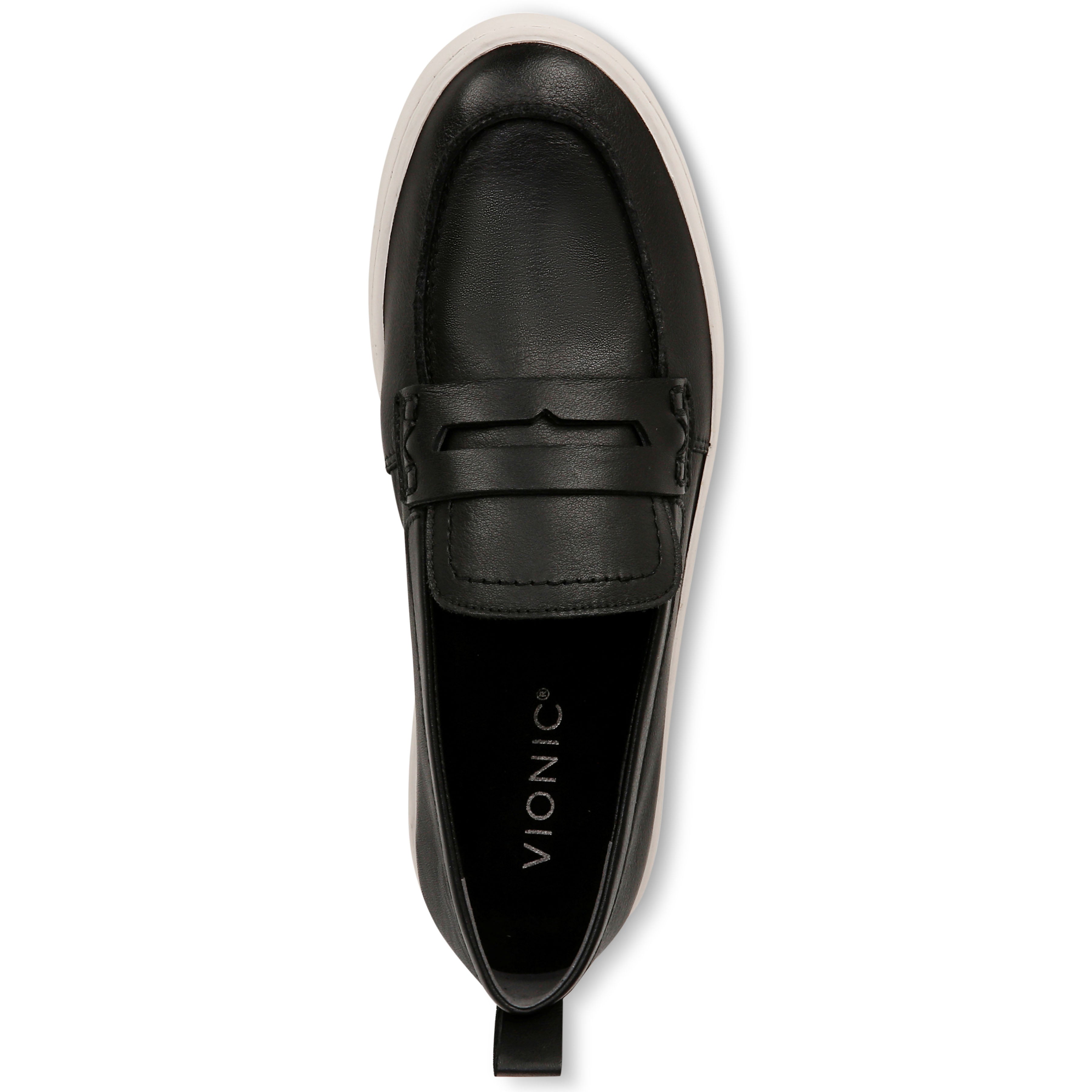 Womens Vionic Women's Vionic Uptown Loafer Black/White Leather Black/White Leather