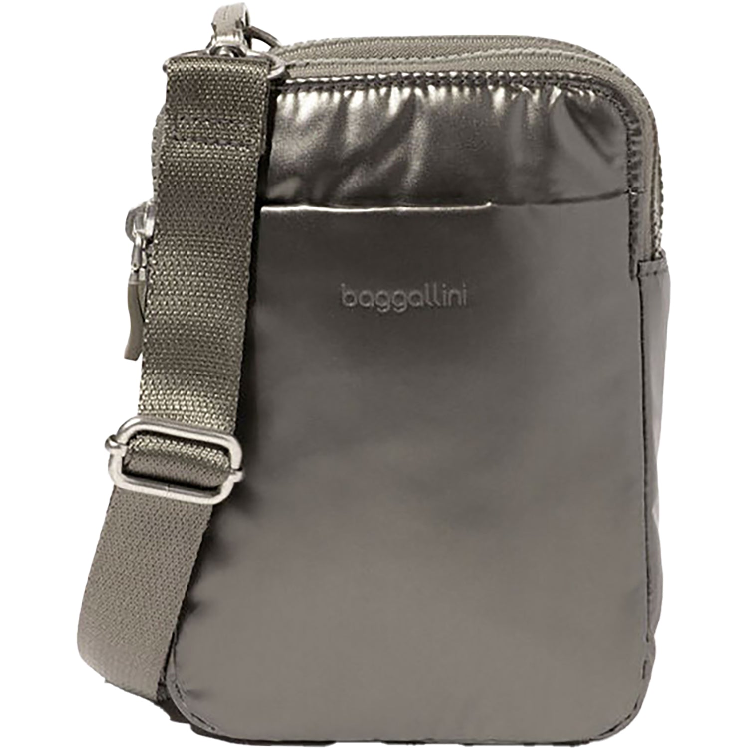 Womens Baggallini Baggallini Modern Take Two RFID Crossbody Gunmetal Puff Nylon Gunmetal Puff