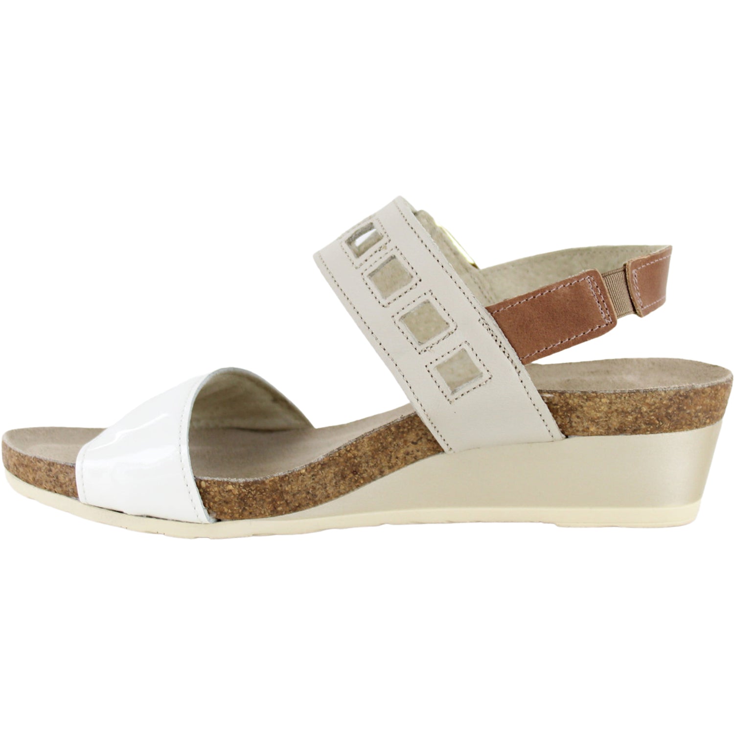 Womens Naot Women's Naot Dynasty Porcelain Pearl/Soft Ivory/Latte Leather Porcelain Pearl/Soft Ivory/Latte Leather