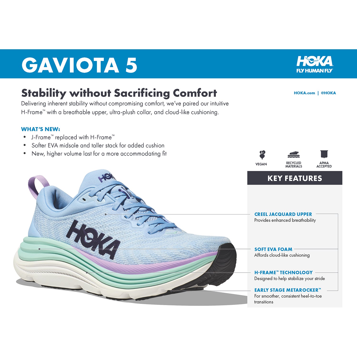 Mens Hoka one one Men's Hoka Gaviota 5 Limestone/Diva Blue Mesh Limestone/Diva Blue Mesh