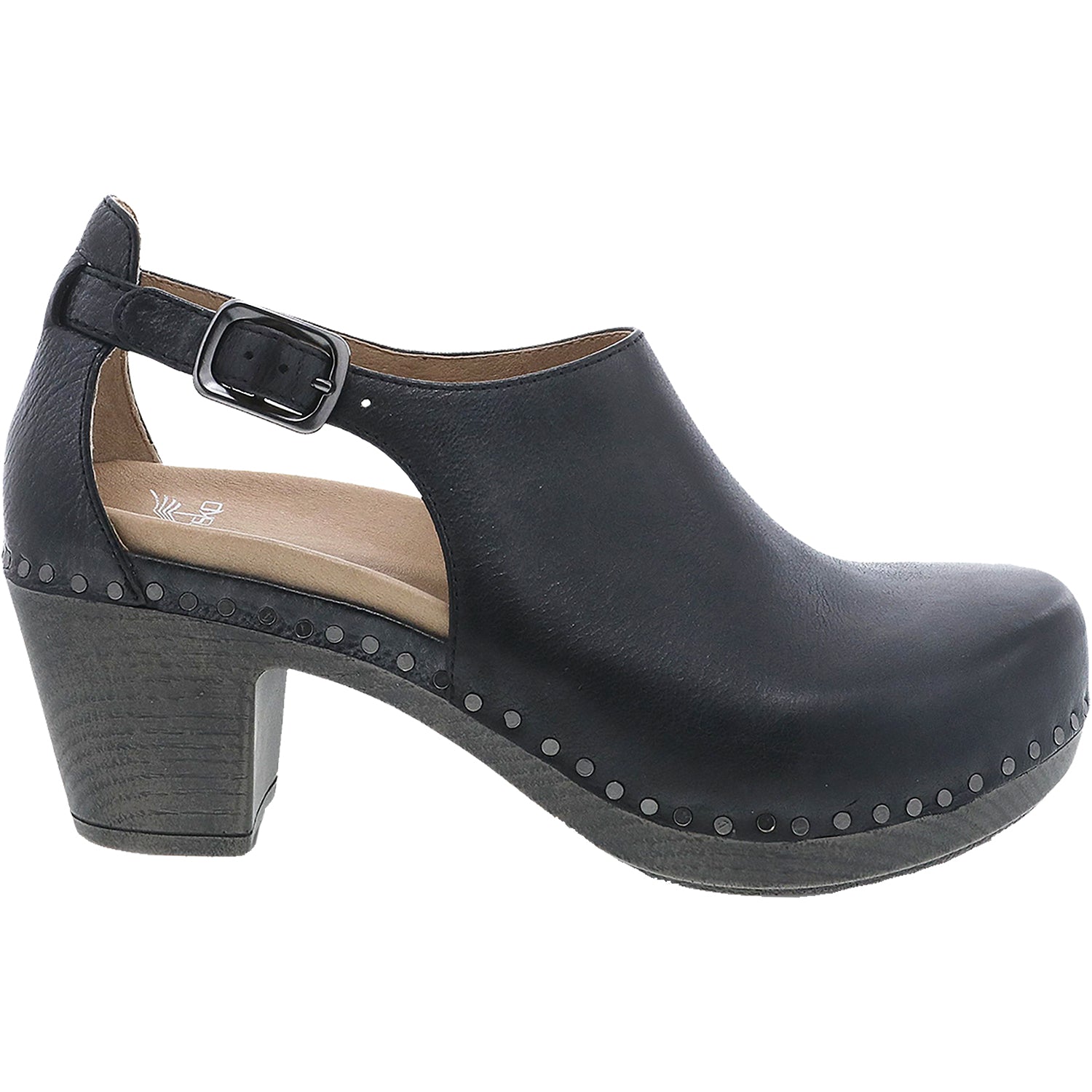 Womens Dansko Women's Dansko Sassy Black Milled Burnished Leather Black Milled Burnished Leather