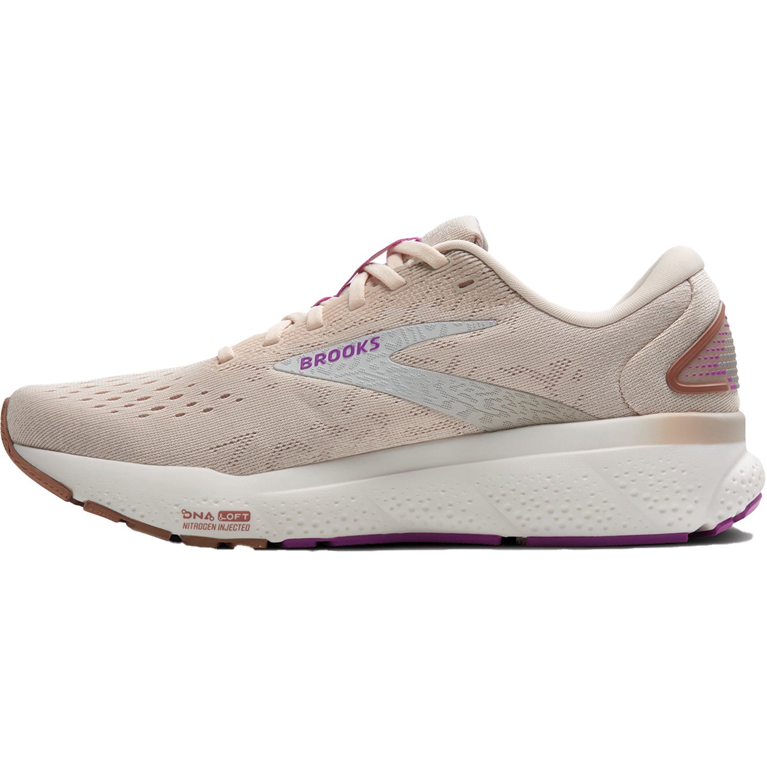 Womens Brooks Women's Ghost 16 Wom Almond Peach/Coconut/Purple Almond Peach/Coconut/Purple