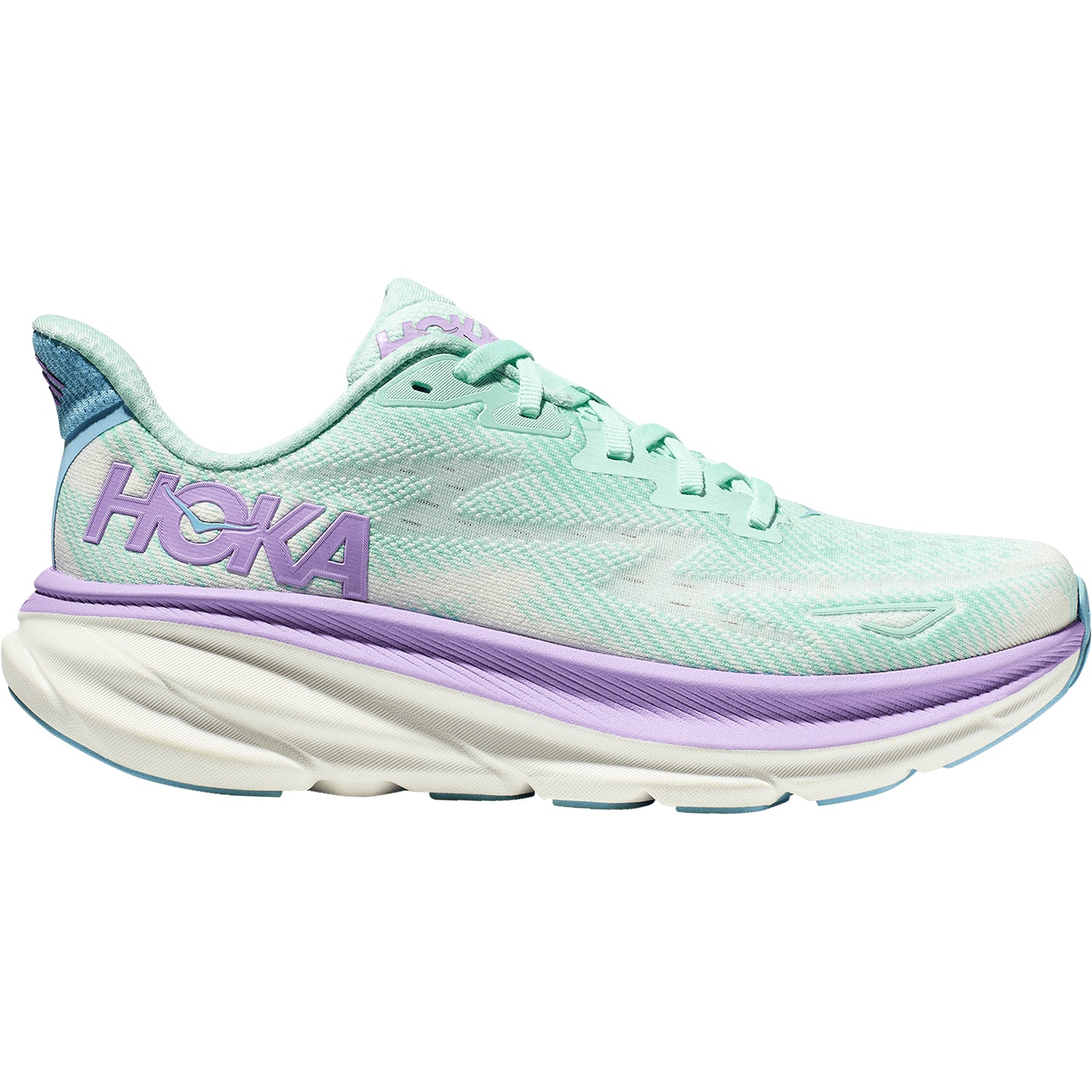 Womens Hoka one one Women's Hoka Clifton 9 Sunlit Ocean/Lilac Mist Mesh Sunlit Ocean/Lilac Mist Mesh