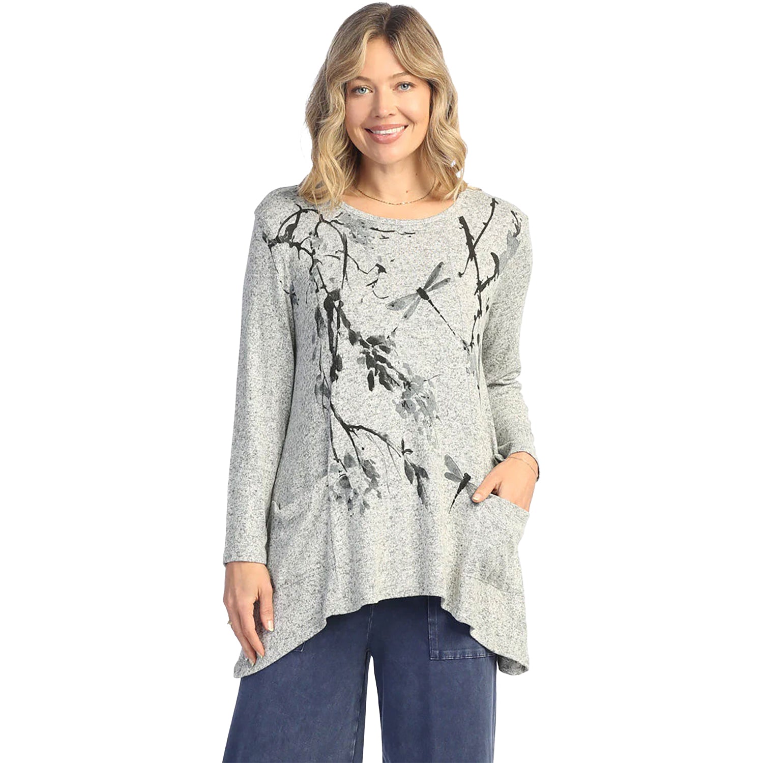 Womens Jess & jane Women's Jess & Jane Patch Pocket Tunic Sakura Grey Sakura Grey