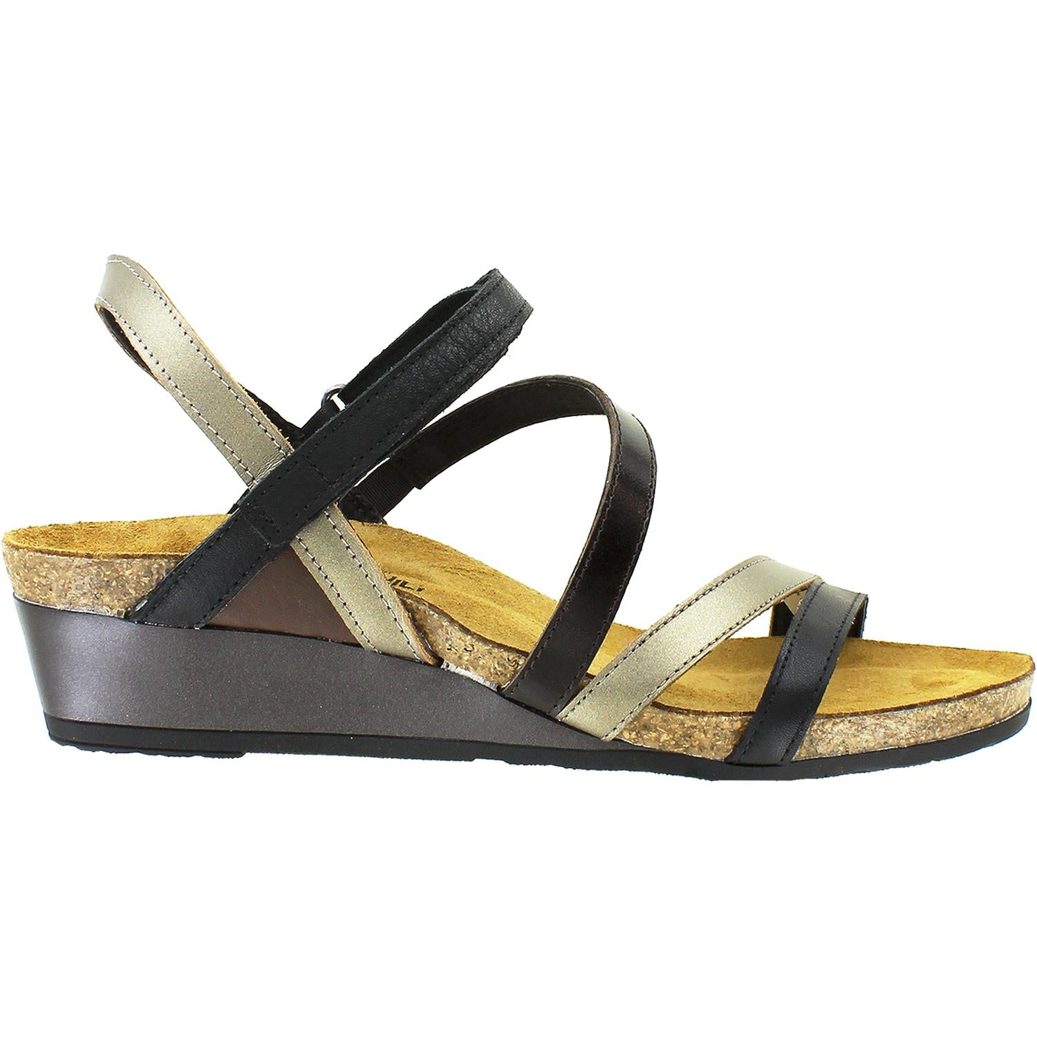 Womens Naot Women's Naot Hero Black/Pewter/Walnut Leather Black/Pewter/Walnut Leather