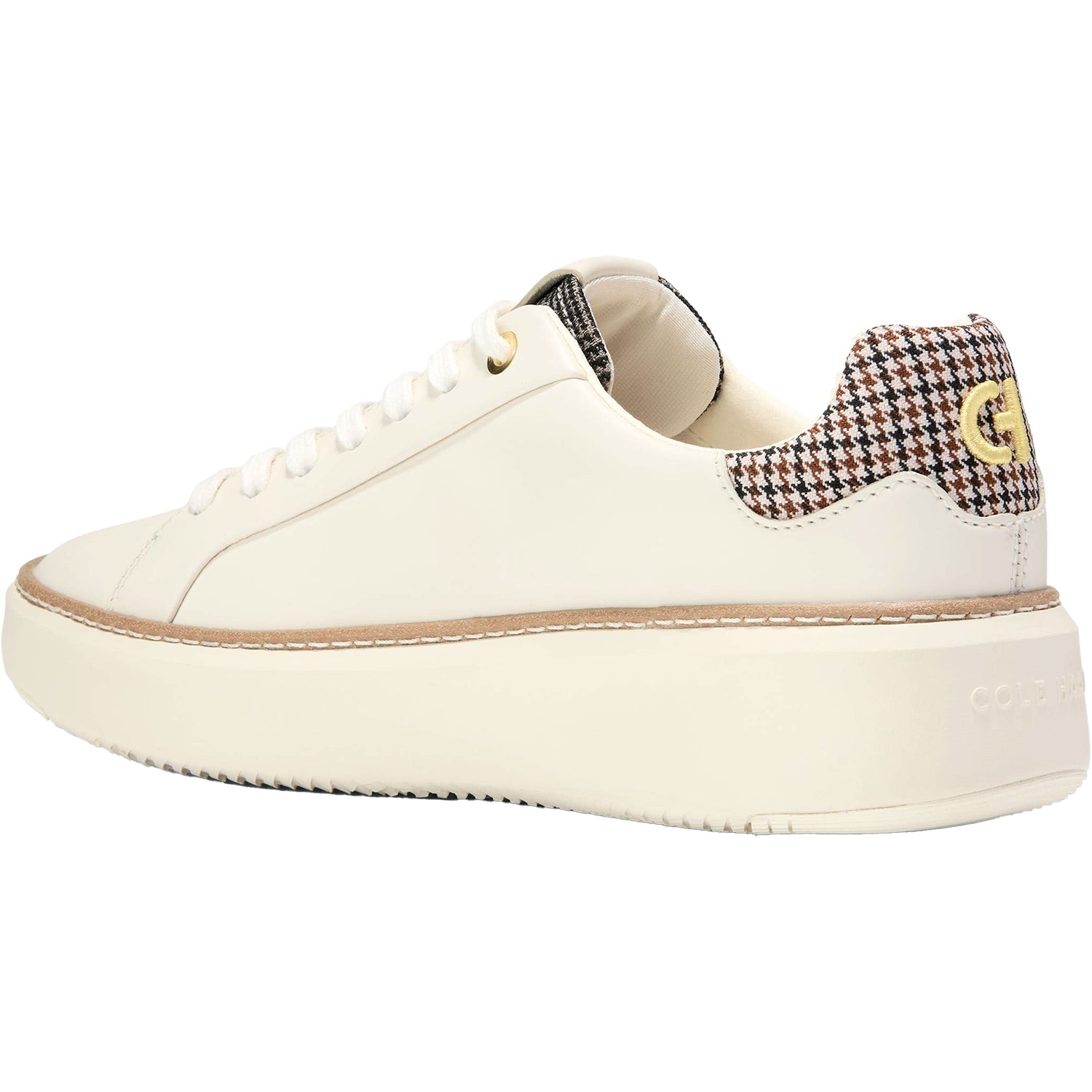 Womens Cole haan Women's Cole Haan GrandPro Topspin Sneaker Ivory/Mini Plaid Leather Ivory/Mini Plaid Leather