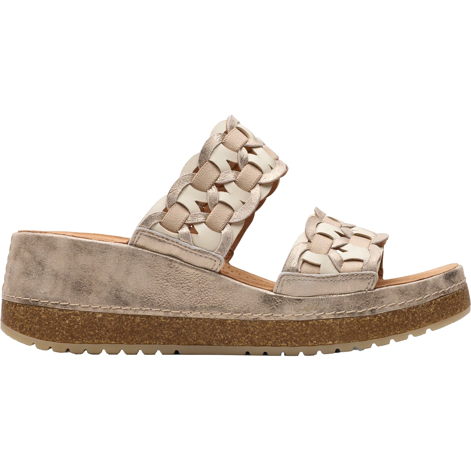 Womens Clarks Women's Clarks Kassanda Mule Metallic Combi Leather/Synthetic Metallic Combi Leather/Synthetic