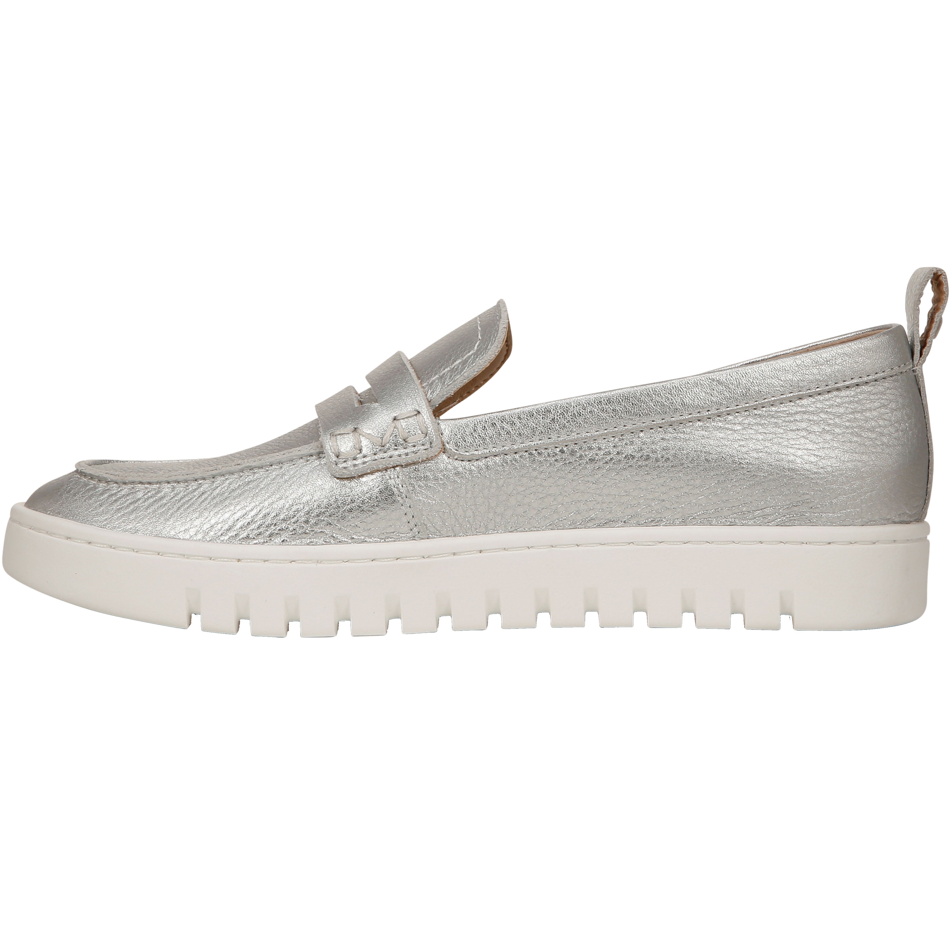 Womens Vionic Women's Vionic Uptown Loafer Silver Metallic Leather Silver Metallic Leather