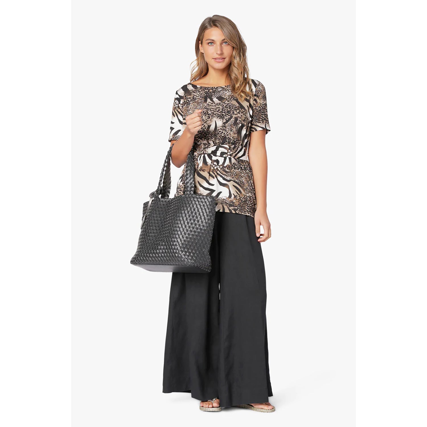 Womens Ilse jacobsen Women's Ilse Jacobsen Bag 08 Reversible Shopper Black/Gunmetal Synthetic Black/Gunmetal Synthetic