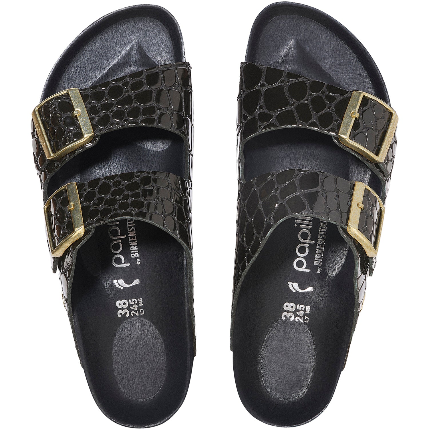 Womens Birkenstock Women's Arizona Platform Embossed Croc Leather Embossed Croc Leather