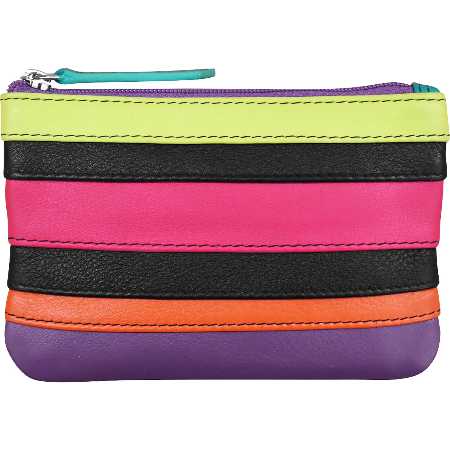 Womens Ili new york ili New York Coin Holder with Key Ring Black Brights Leather Black Brights Leather