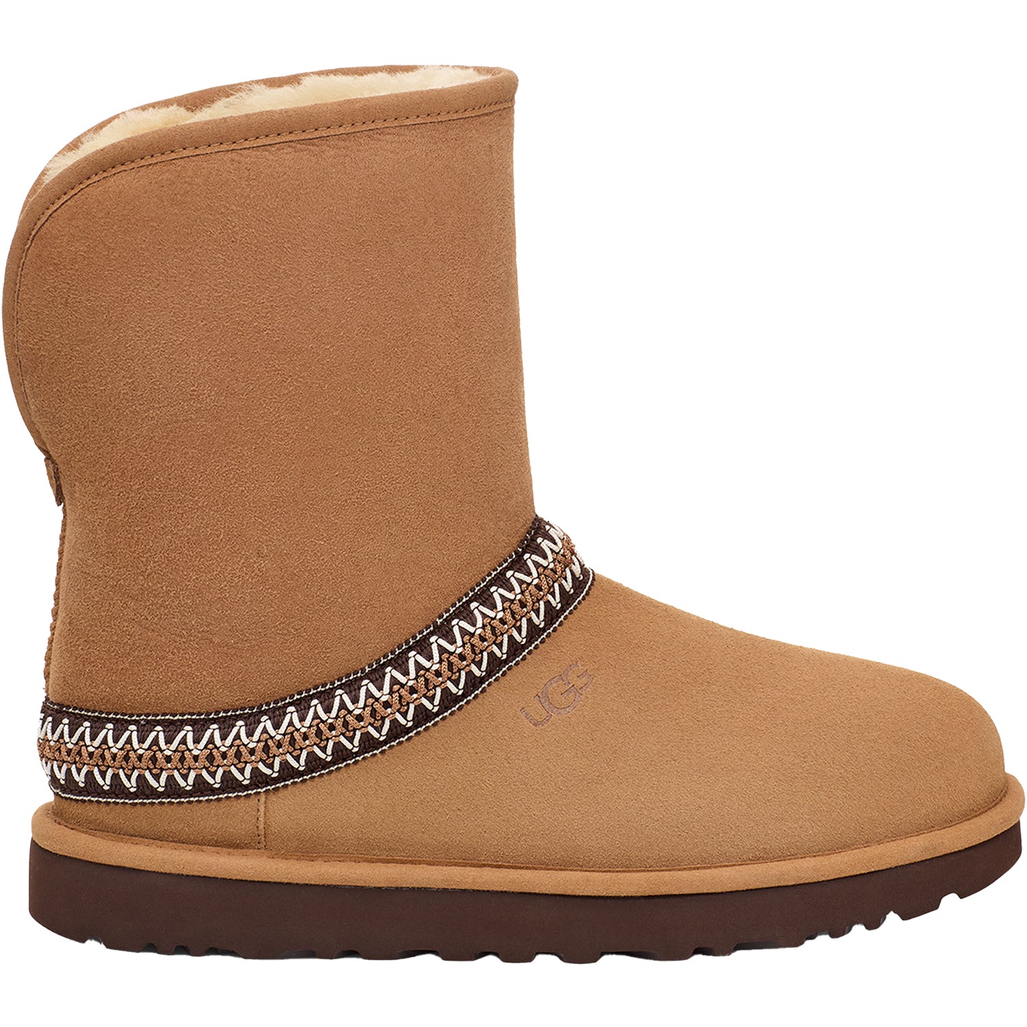 Womens Ugg Women's UGG Classic Short Crescent Chestnut Suede Chestnut Suede